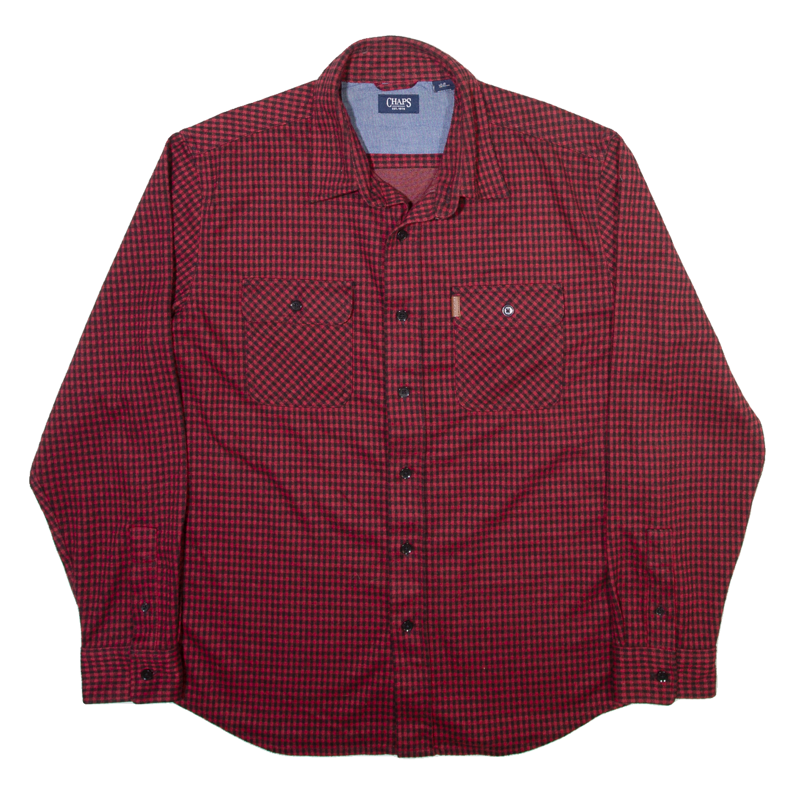 CHAPS Mens Shirt Red Check Long Sleeve L Refurbished - N/A refurbished available on Cerqular
