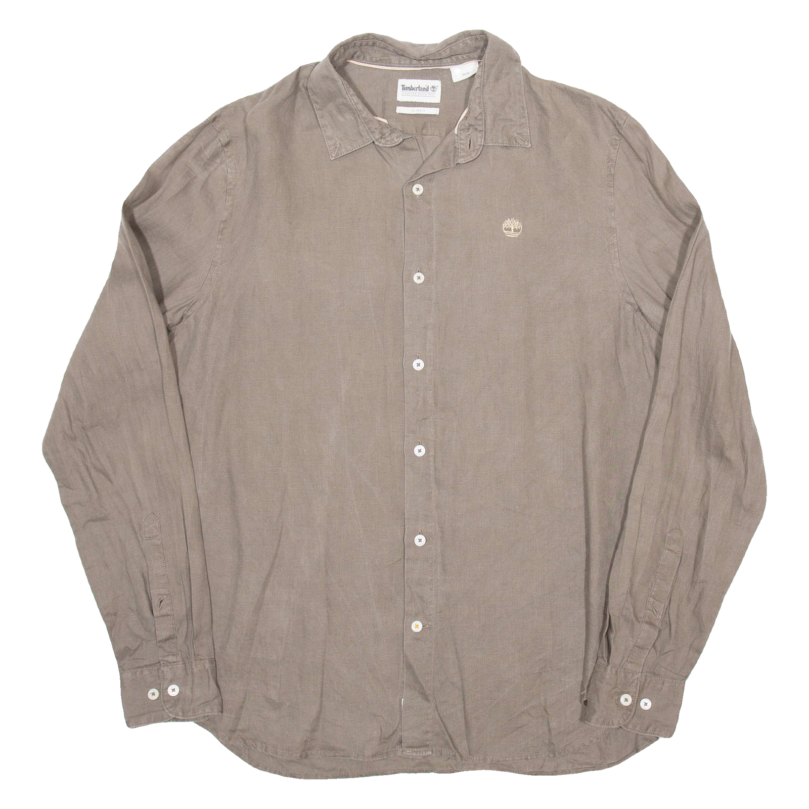 TIMBERLAND Slim Fit Mens Plain Shirt Brown Long Sleeve M Refurbished - N/A refurbished available on Cerqular