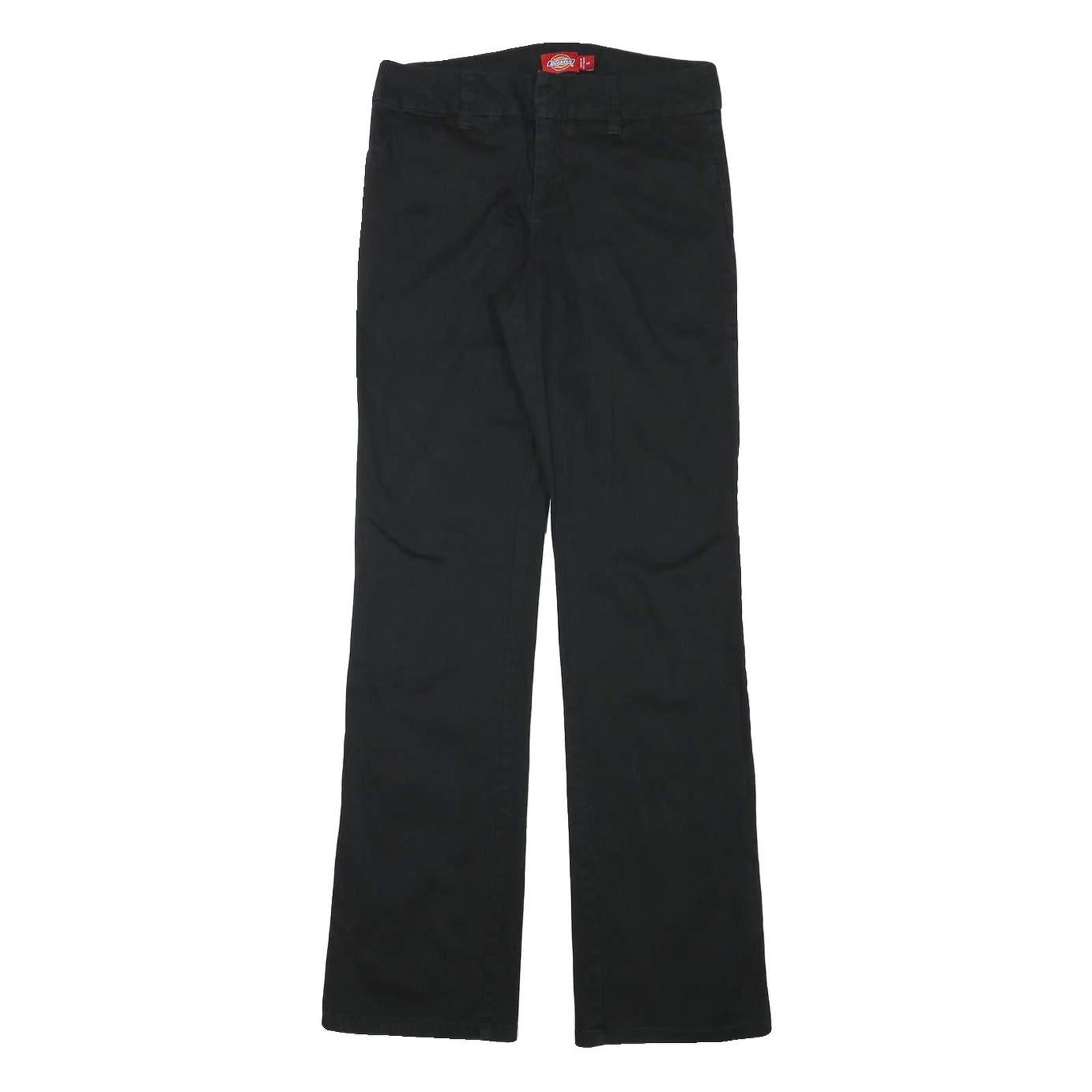DICKIES Womens Black Regular Fit Straight Leg Trousers W27 L30 Cotton Blend Zip Refurbished - N/A refurbished available on Cerqular