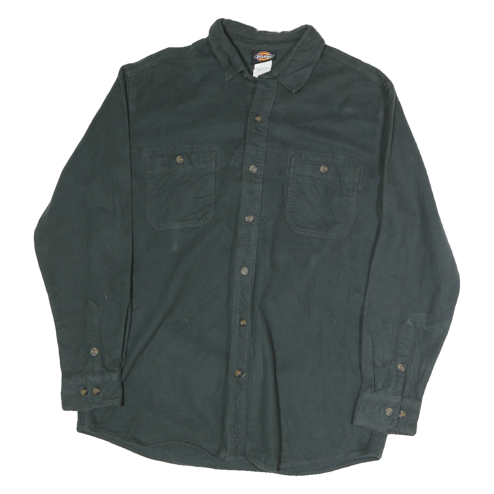 DICKIES Mens Black Cotton Shirt L Workwear Button Down Long Sleeve Utility Refurbished - N/A refurbished available on Cerqular