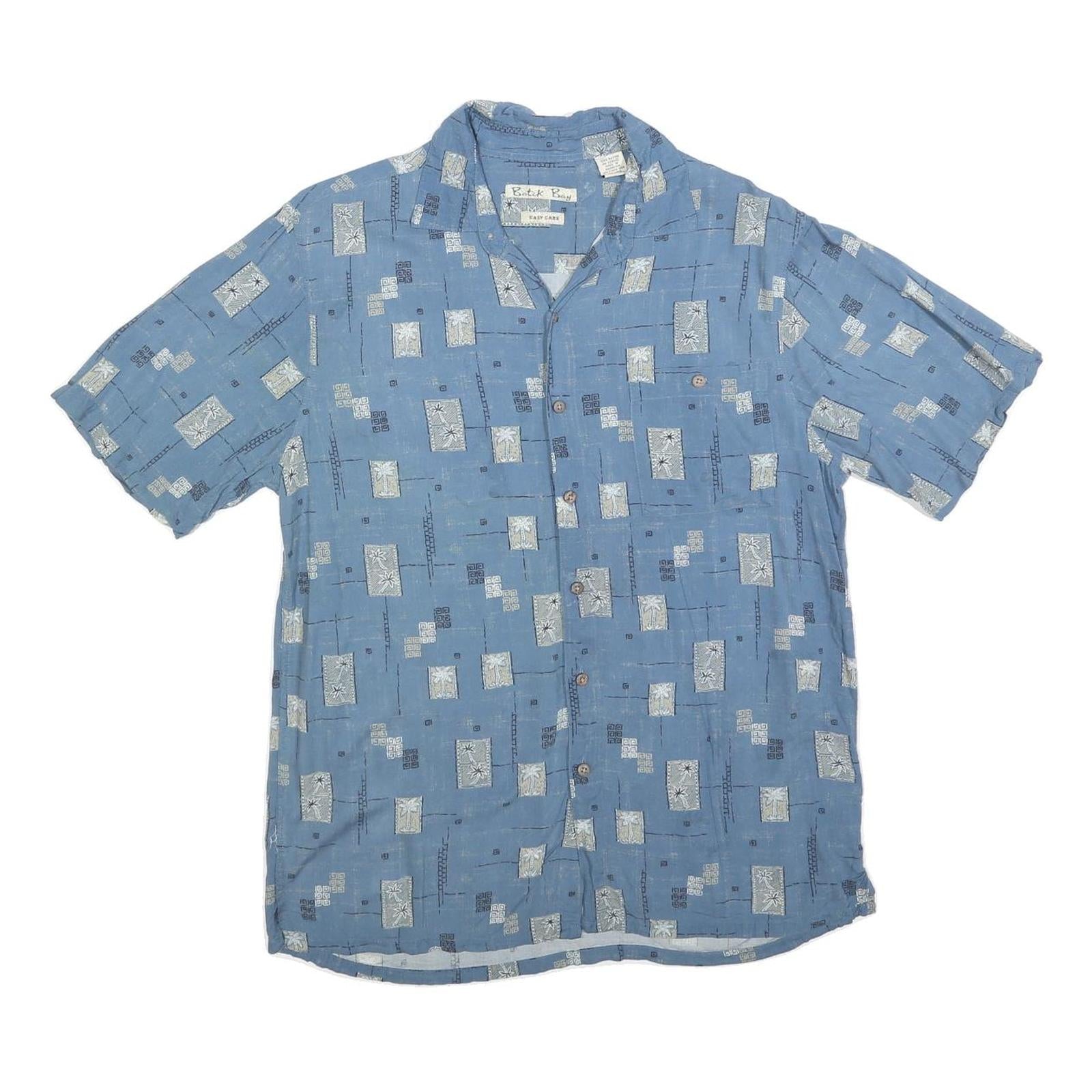 BATIK BAY Mens Blue Pattern Rayon Shirt M Casual Short Sleeve Lightweight Refurbished - N/A refurbished available on Cerqular
