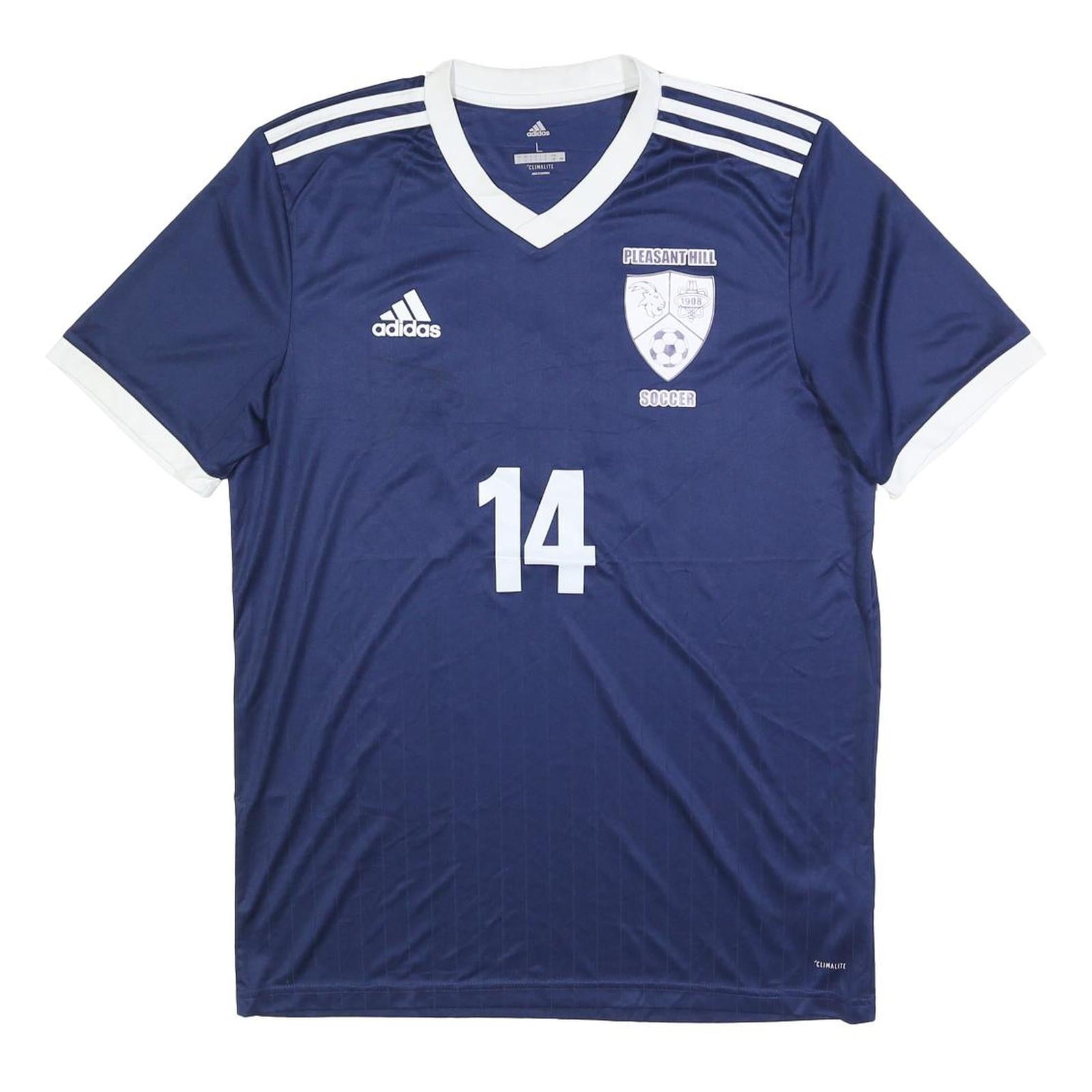 ADIDAS Mens Blue & White Pleasant Hill Soccer Graphic T-Shirt L Short Sleeve Refurbished - N/A refurbished available on Cerqular