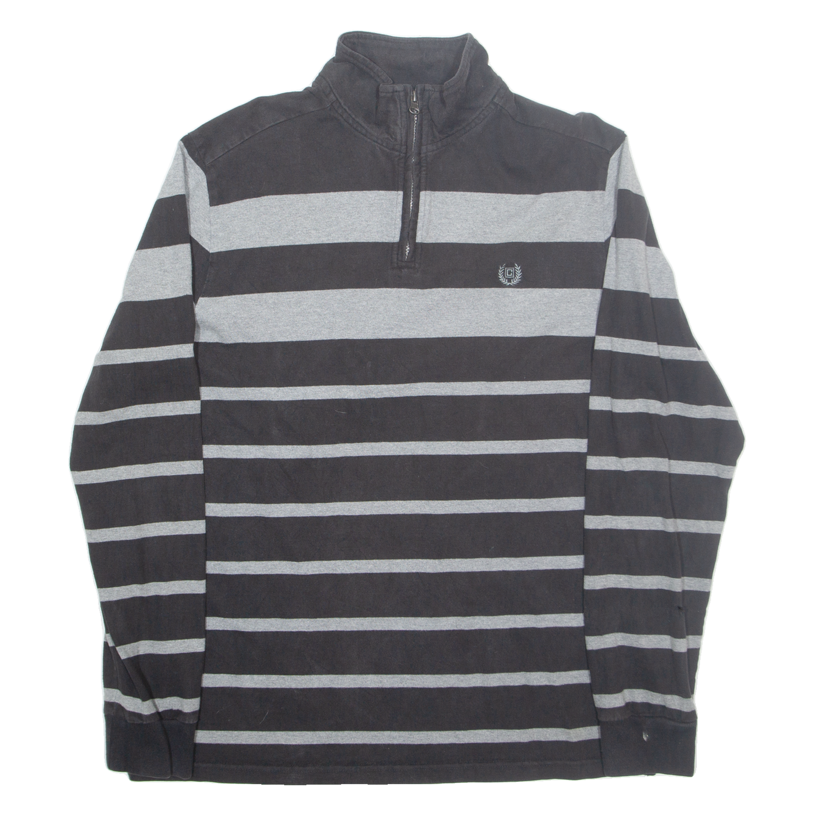CHAPS Striped Mens Sweatshirt Black 1/4 Zip L Refurbished - N/A refurbished available on Cerqular
