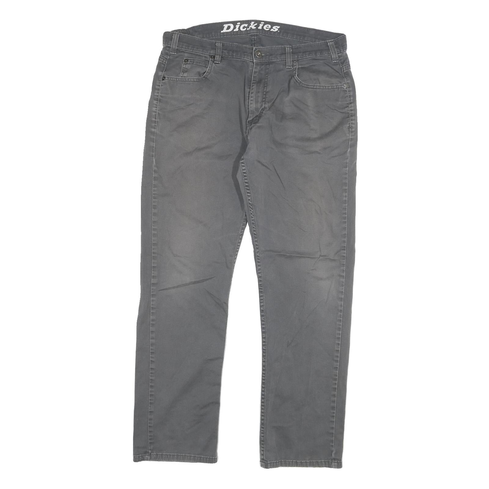DICKIES Mens Cotton Blend Grey Regular Fit Straight Leg Trousers W34 L32 Refurbished - N/A refurbished available on Cerqular
