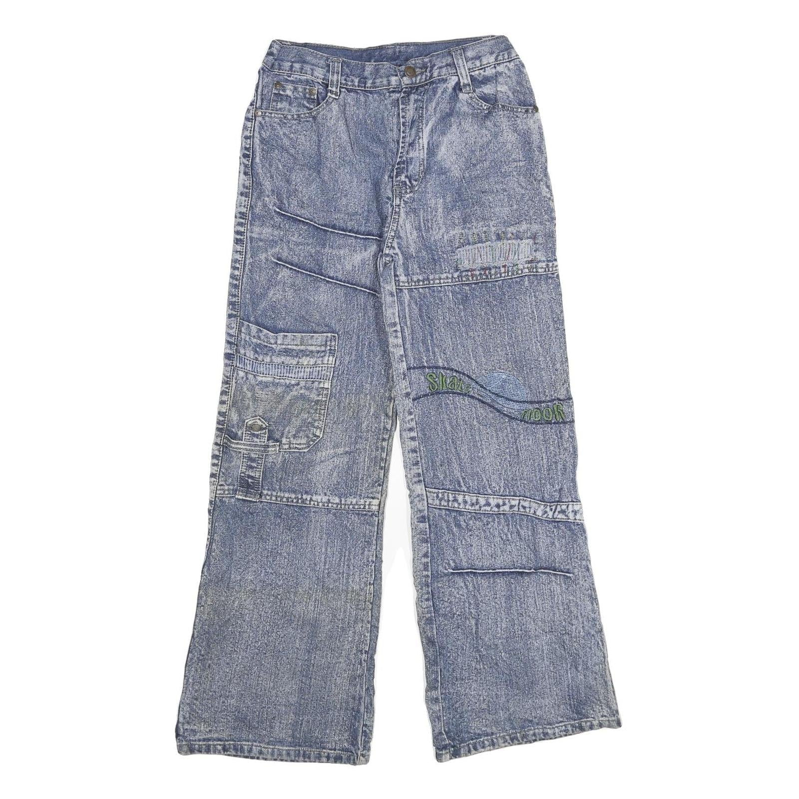 QIAN SE LONG Womens Relaxed Blue Denim Light Jeans W24 L28 Patchwork Zip Refurbished - N/A refurbished available on Cerqular