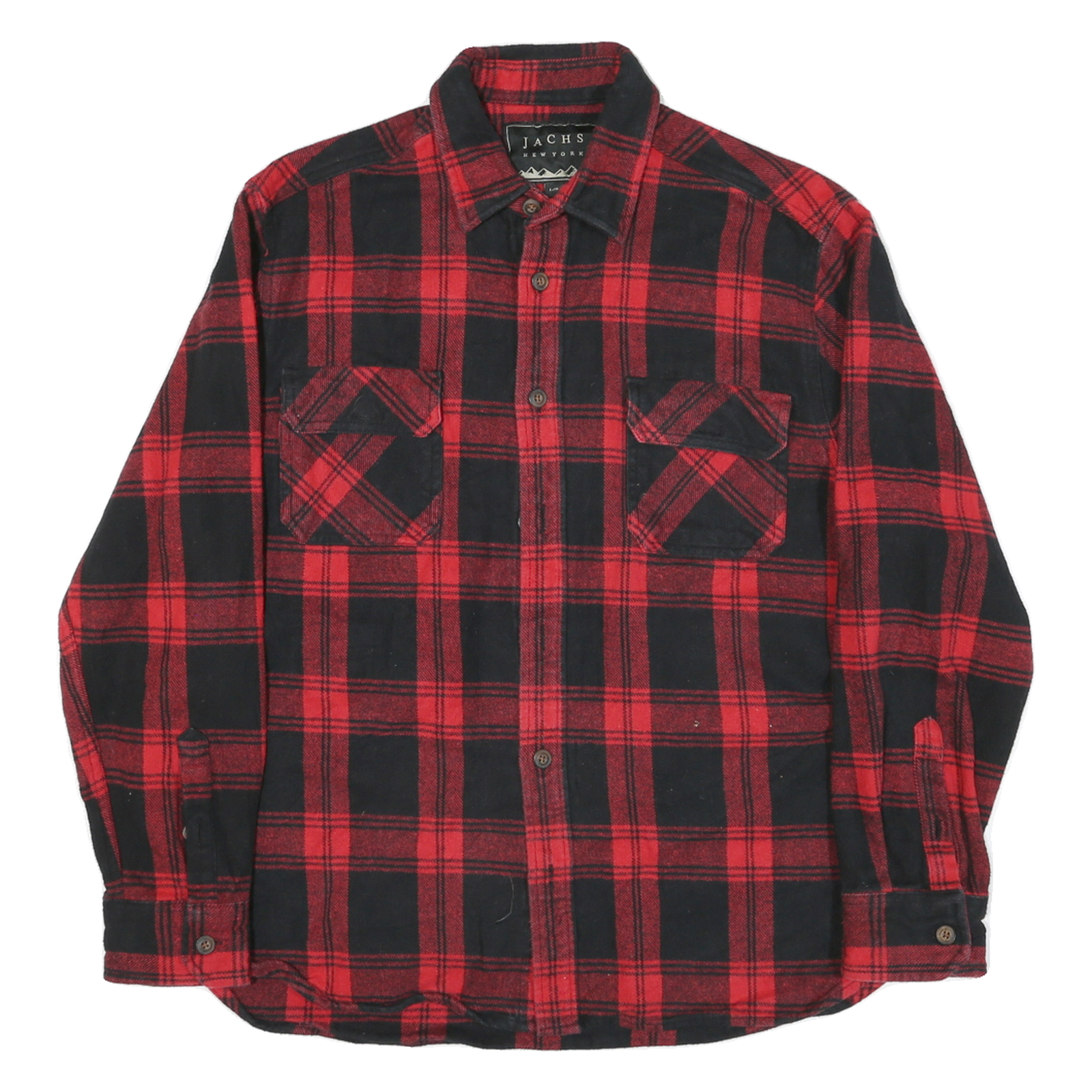 JACHS Mens Red & Black Check Shirt L Cotton Blend Casual Button Front Refurbished - N/A refurbished available on Cerqular