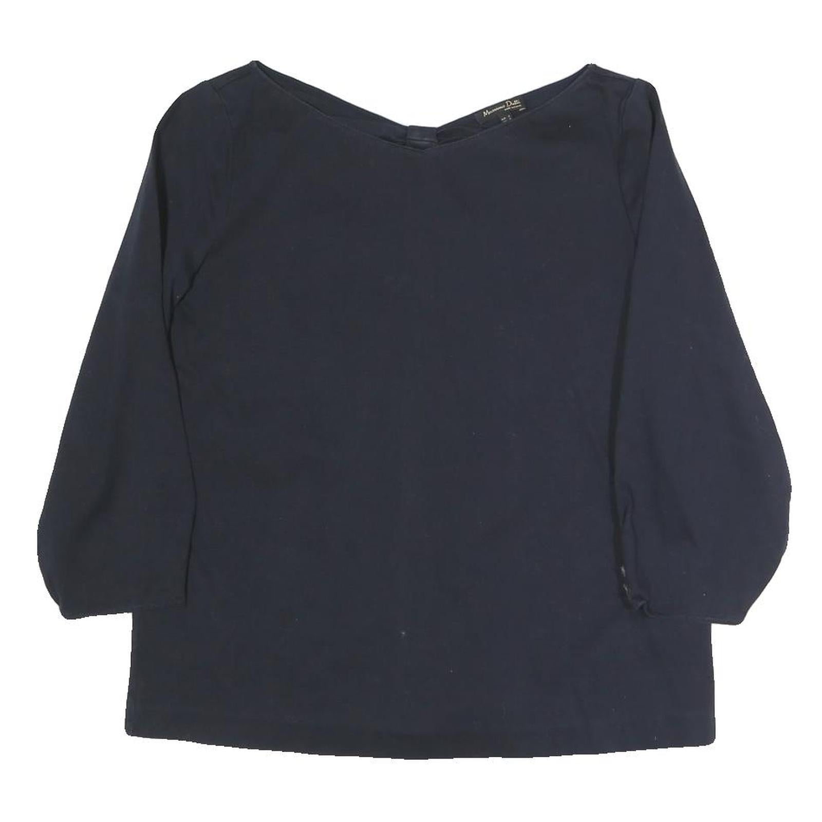 MASSIMO DUTTI Womens Navy Blue Basic Top 3/4 Sleeve Round Neck S Refurbished - N/A refurbished available on Cerqular