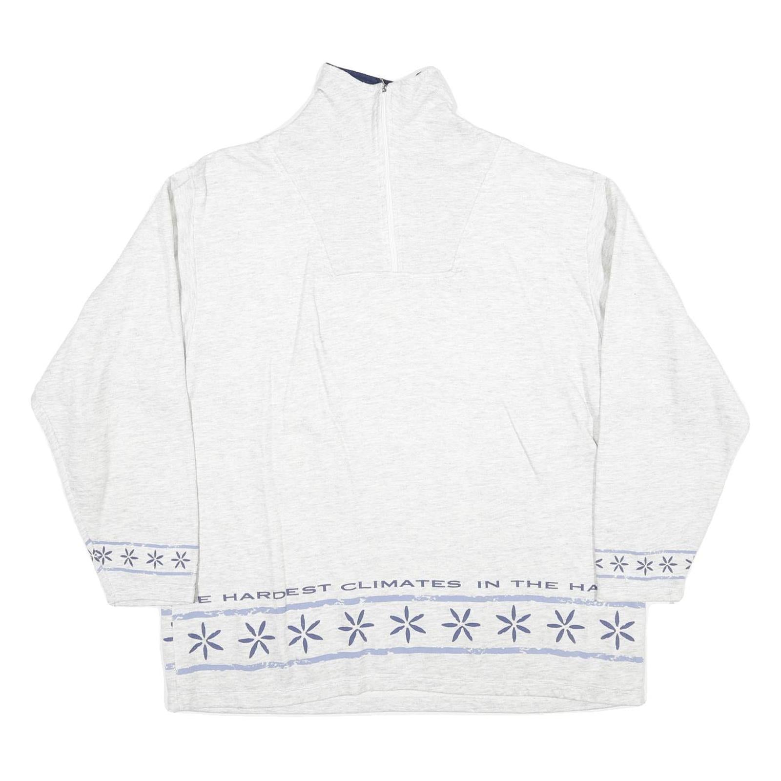 Mens White Cotton Blend Sweatshirt Long Sleeve Half Zip L Winter Theme Refurbished - N/A refurbished available on Cerqular