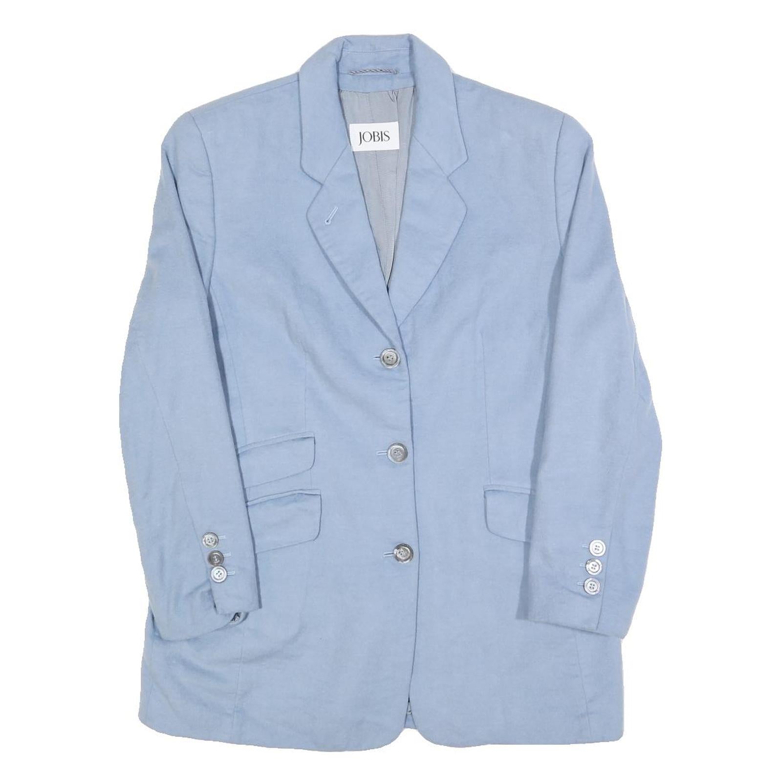 JOBIS Womens Blue Wool Button Jacket M Blazer Classic Tailored Refurbished - N/A refurbished available on Cerqular