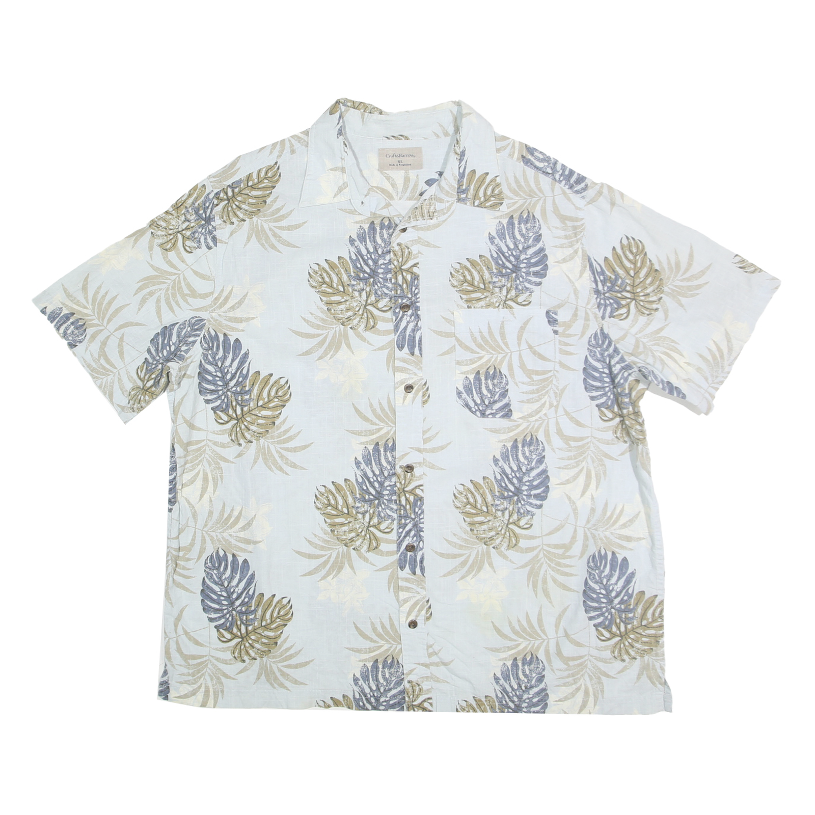 CROFT & BARROW Mens White & Beige Leaf Print Shirt XL Summer Casual Cotton Refurbished - N/A refurbished available on Cerqular