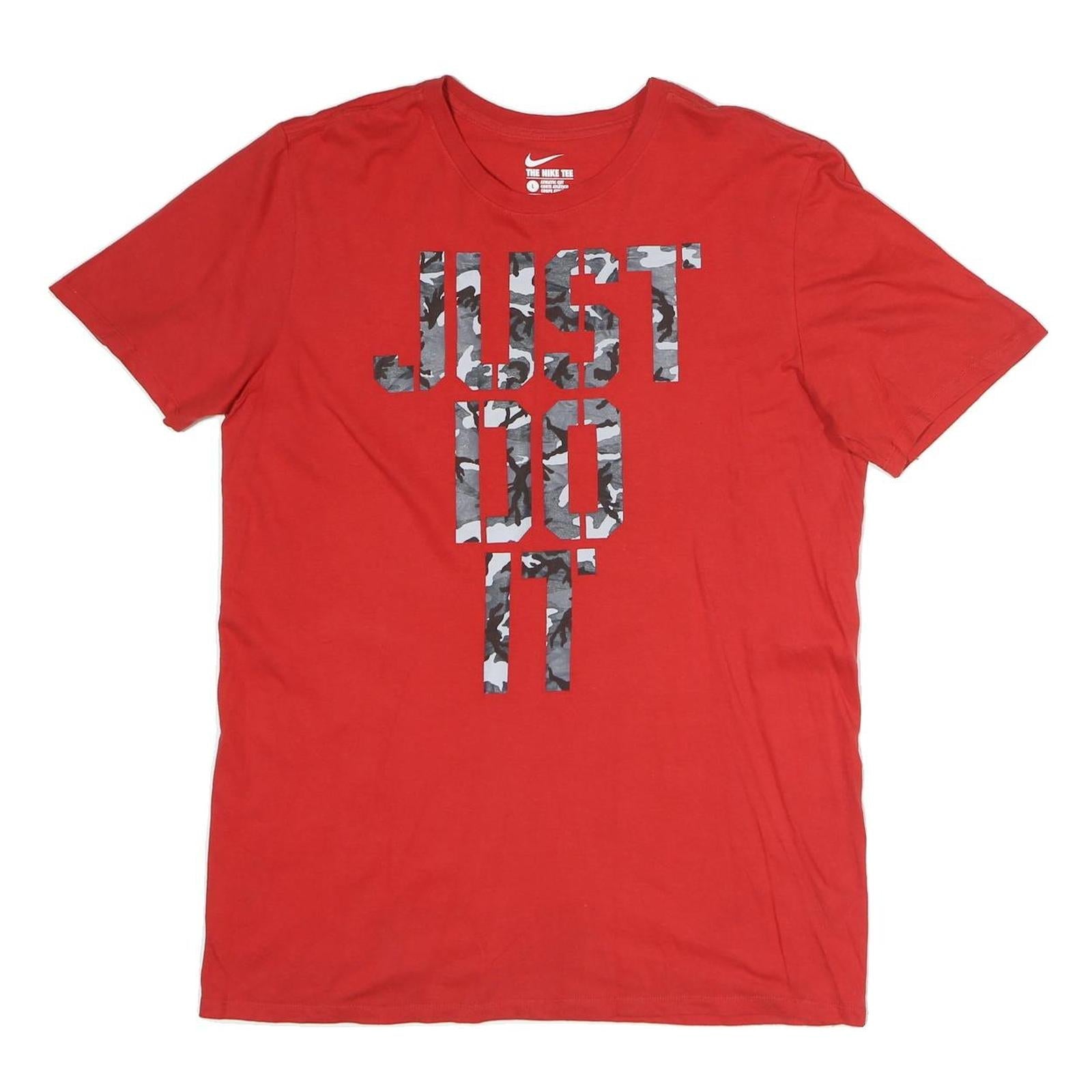Buy NIKE Mens Red Grey Just Do It Graphic T-Shirt L Short Sleeve Crew Neck Refurbished - $19.49 NIKE Mens Red Grey Just Do It Graphic T-Shirt L Short Sleeve Crew Neck Refurbished - N/A refurbished available on Cerqular