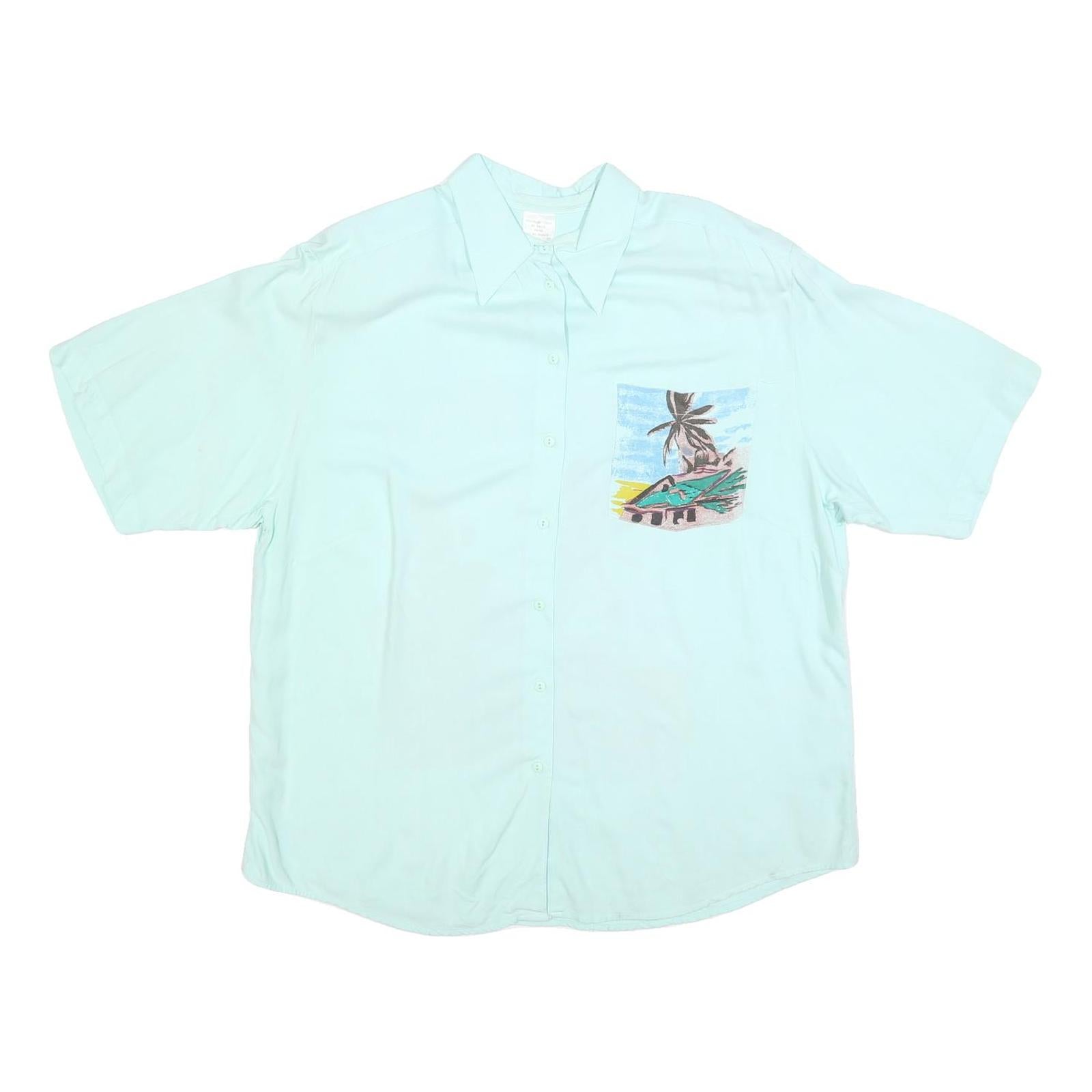 Womens Blue & Green Graphic Viscose Shirt L Lightweight Summer Beach Print Refurbished - N/A refurbished available on Cerqular
