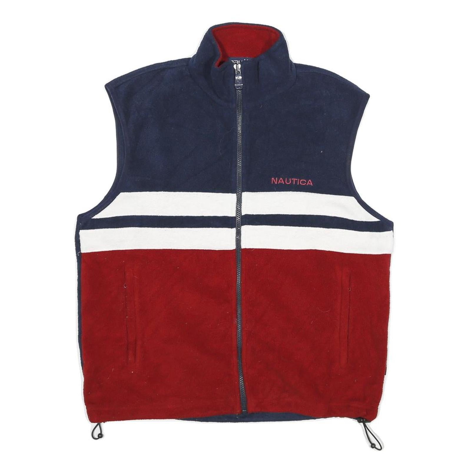 NAUTICA Mens Navy & Red Sleeveless Zip Polyester Fleece Vest S Casual Outerwear Refurbished - N/A refurbished available on Cerqular