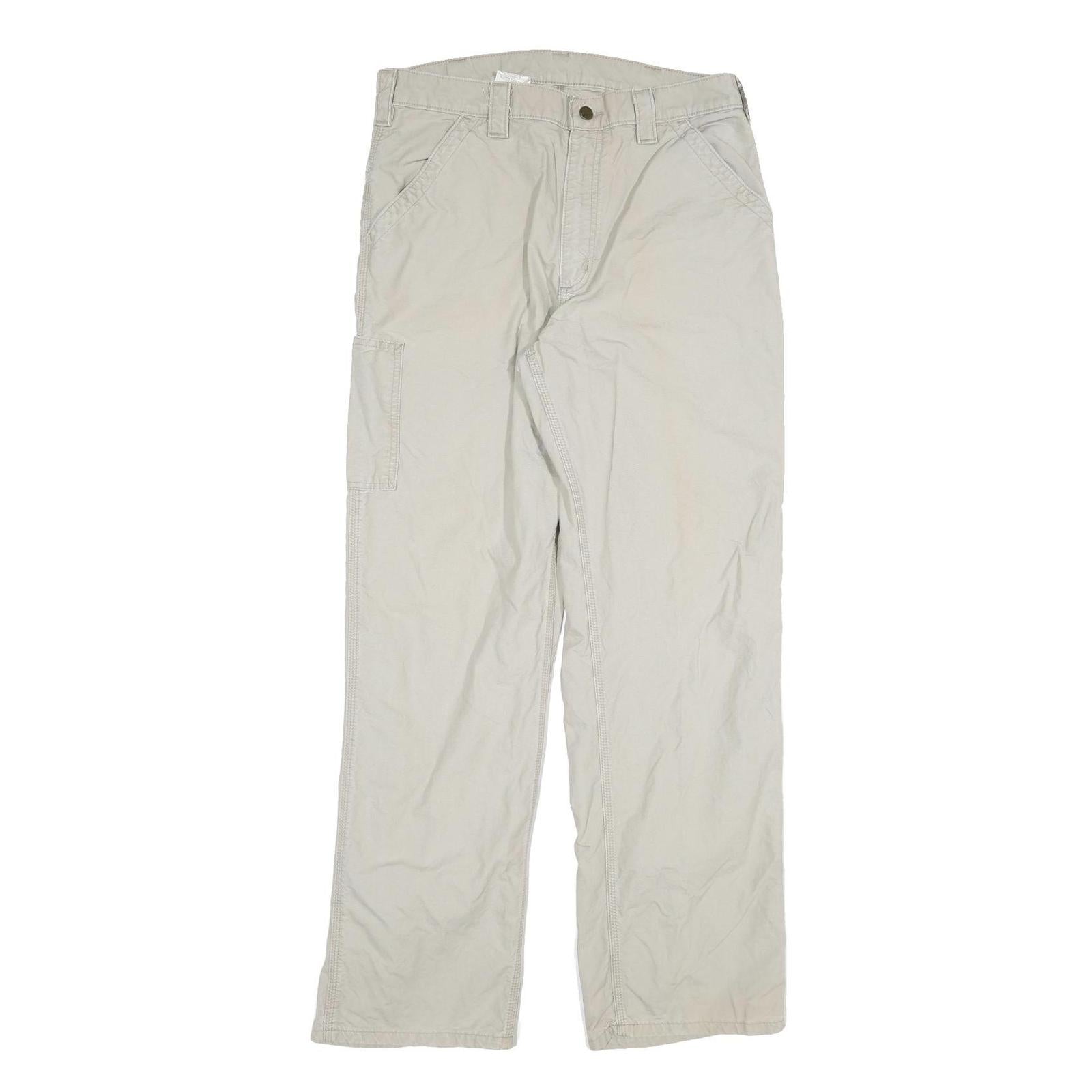 CARHARTT Mens Relaxed Beige Cotton Blend Trousers W34 L31 Utility Casual Refurbished - N/A refurbished available on Cerqular