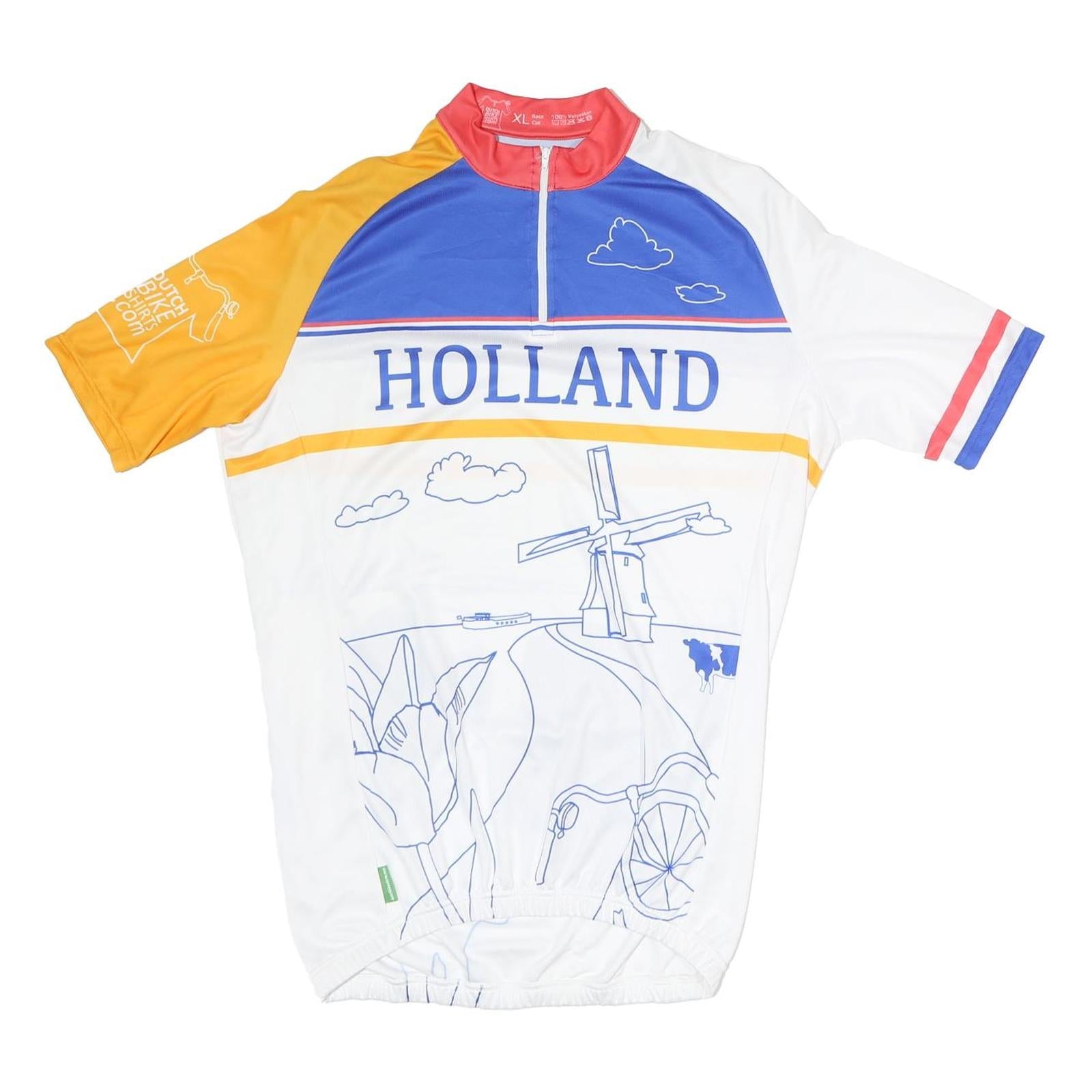 BUTCH BIKE SHIRTS Mens White & Orange Holland Graphic Cycling XL Short Sleeve Refurbished - N/A refurbished available on Cerqular