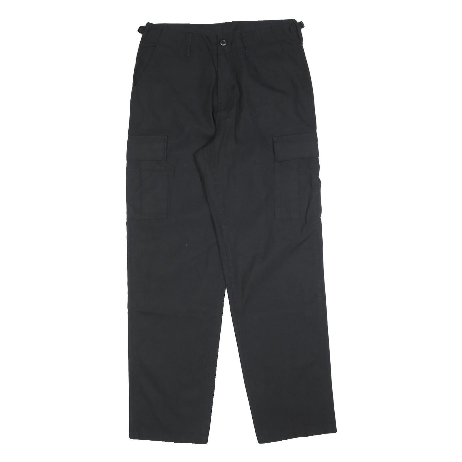 Mens Black Cotton Blend Regular Fit Cargo Trousers W30 L32 Workwear Utility Zip Refurbished - N/A refurbished available on Cerqular