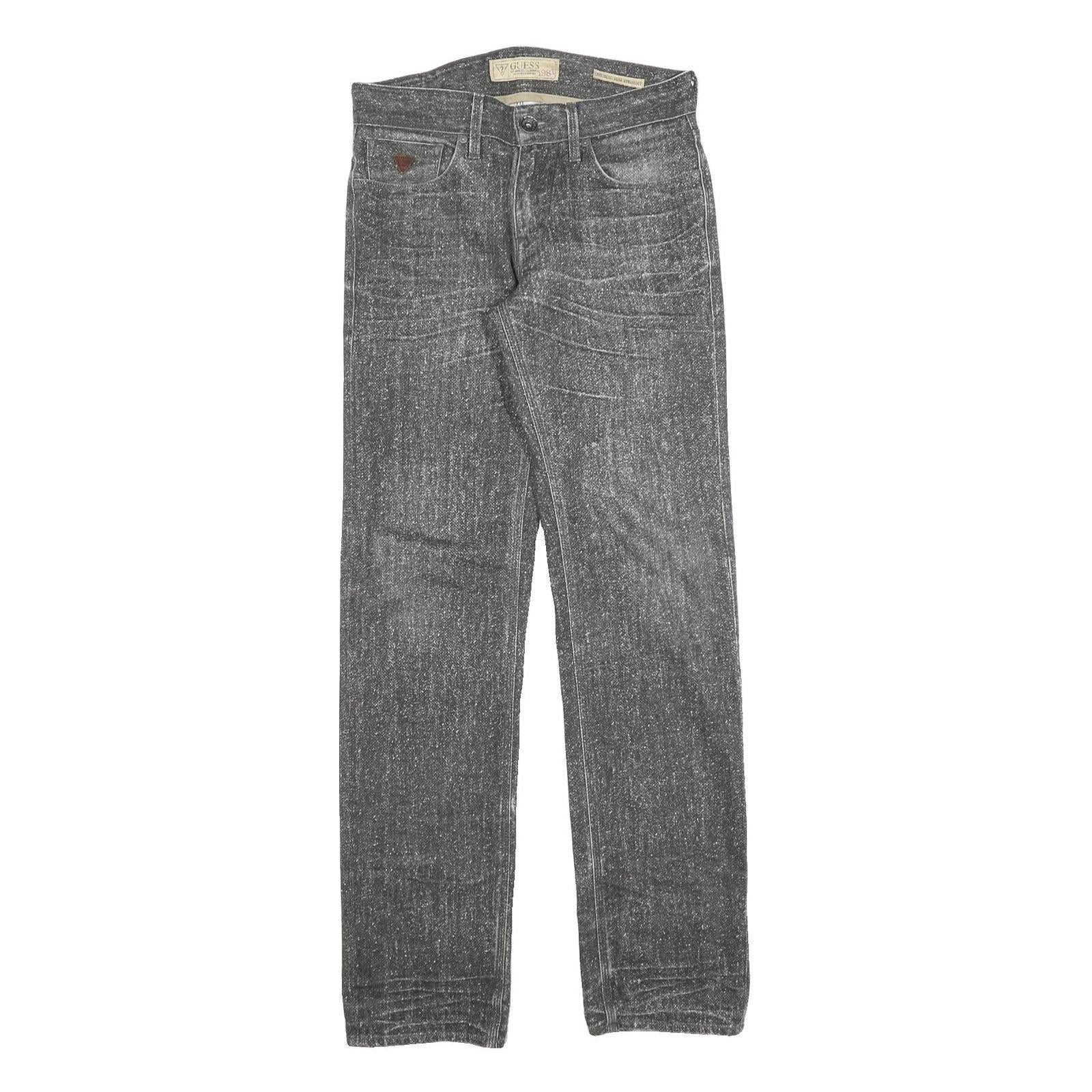 GUESS Mens Slim Jeans Black Denim Stone Wash W29 L34 Premium Cotton Blend Zip Refurbished - N/A refurbished available on Cerqular