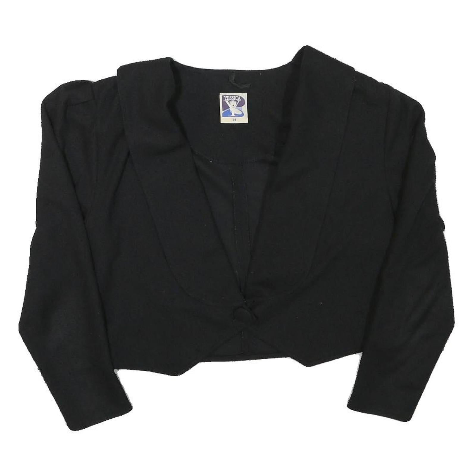 YESSICCA Womens Black Short Button Synthetic Jacket M Plain Cropped Refurbished - N/A refurbished available on Cerqular