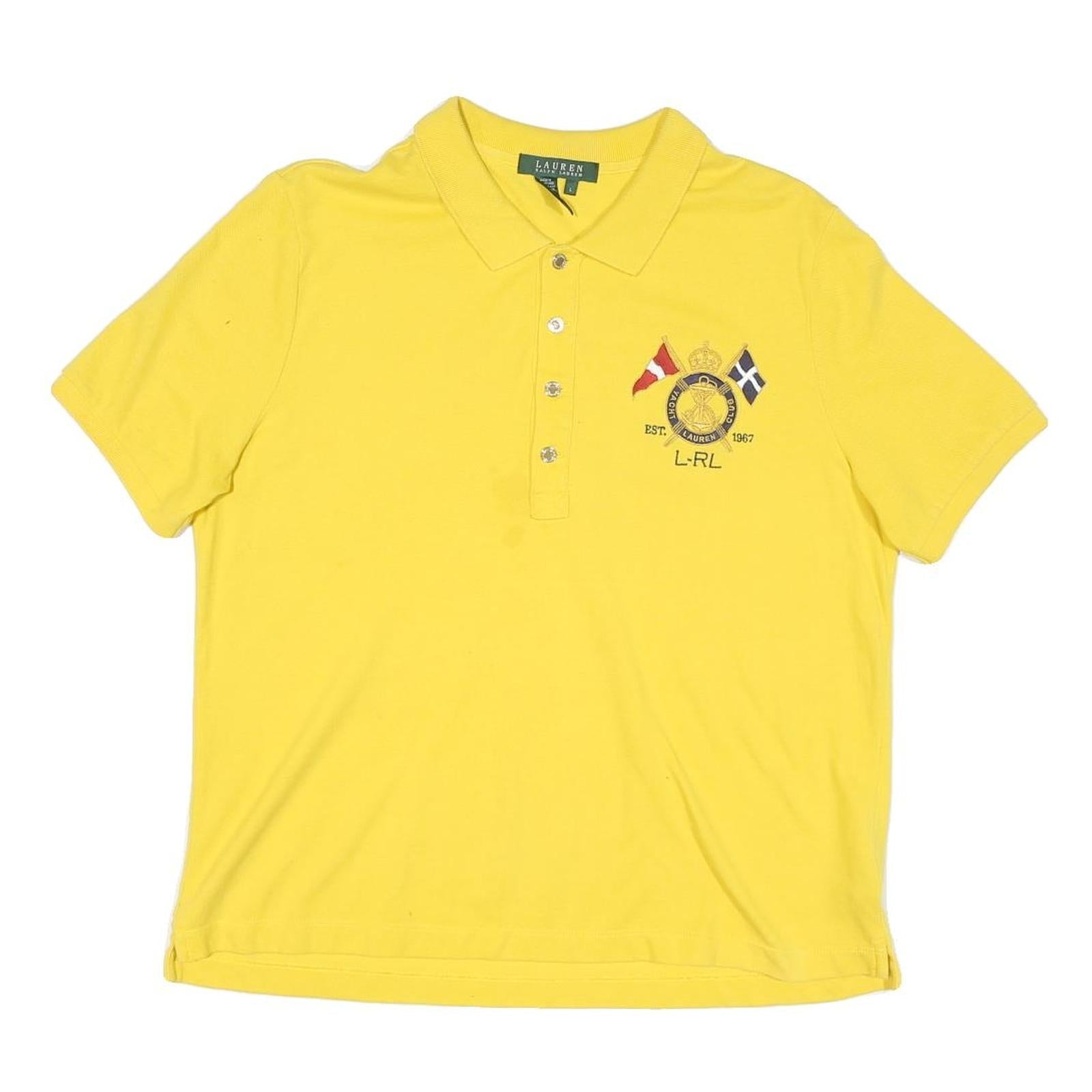 LAUREN RALPH LAUREN Womens Yellow Cotton Blend Short Sleeve Polo Shirt L Refurbished - N/A refurbished available on Cerqular