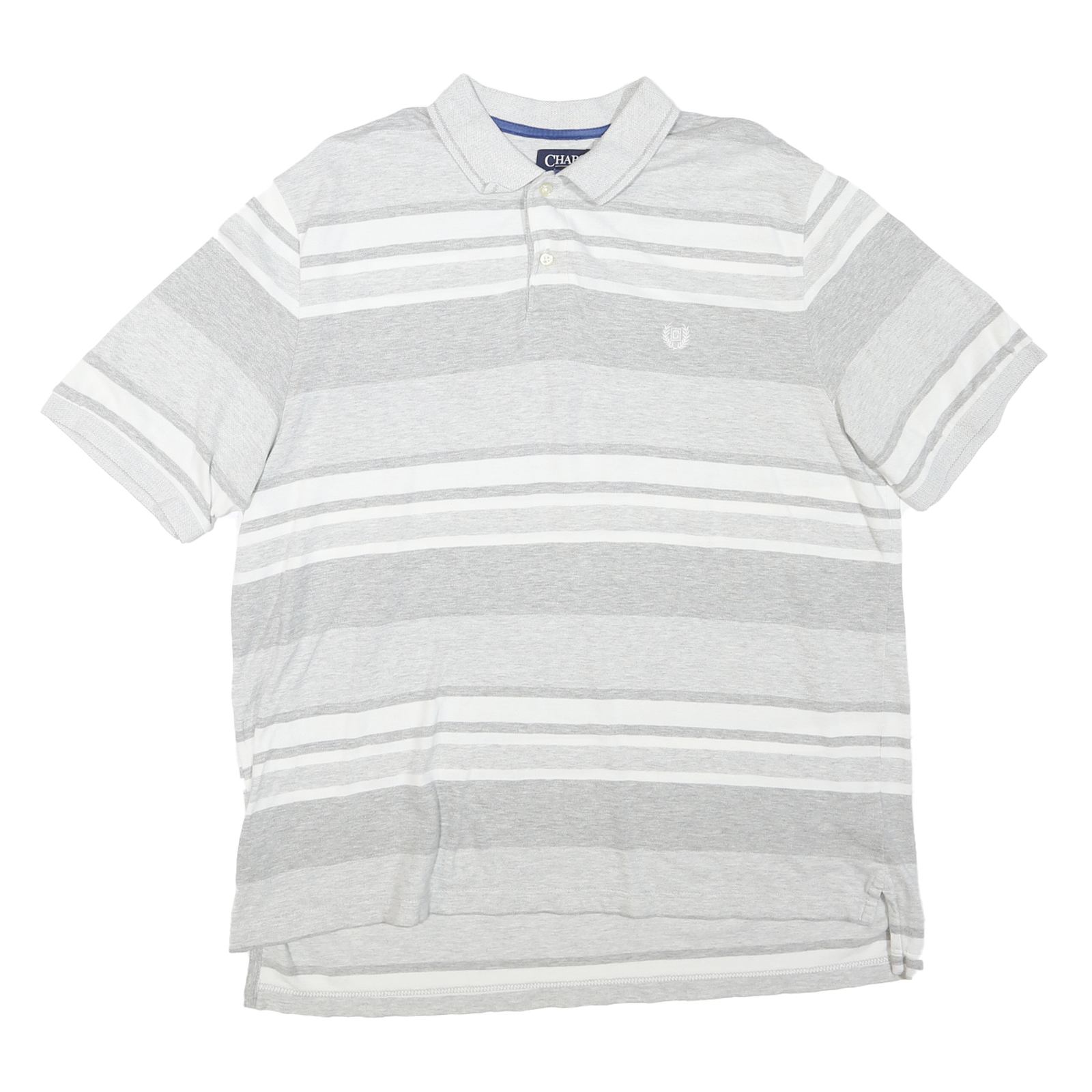CHAPS Mens Grey & White Striped Short Sleeve Polo Shirt XL Casual Wear Refurbished - N/A refurbished available on Cerqular