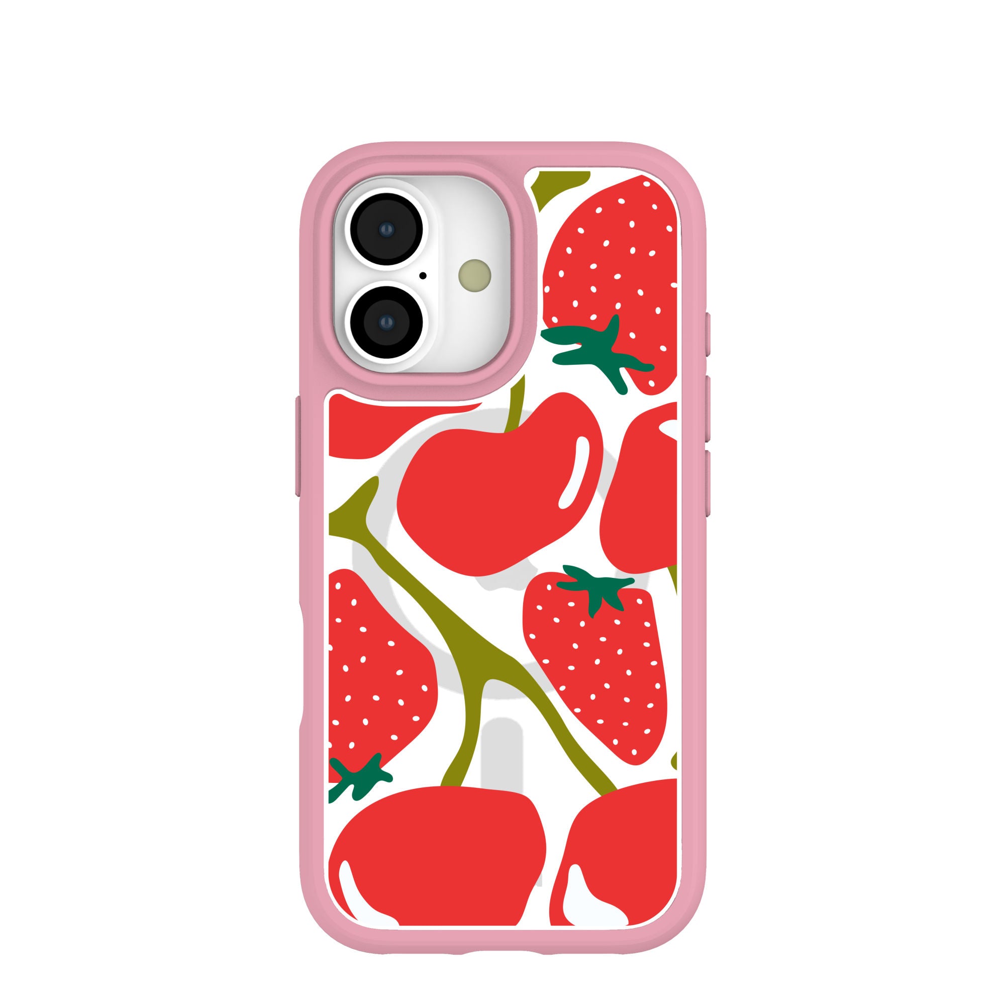 Clear Cherry Berry iPhone 17 Case With Petal Pink Ridge (MagSafe included) Refurbished - Pela Case refurbished available on Cerqular