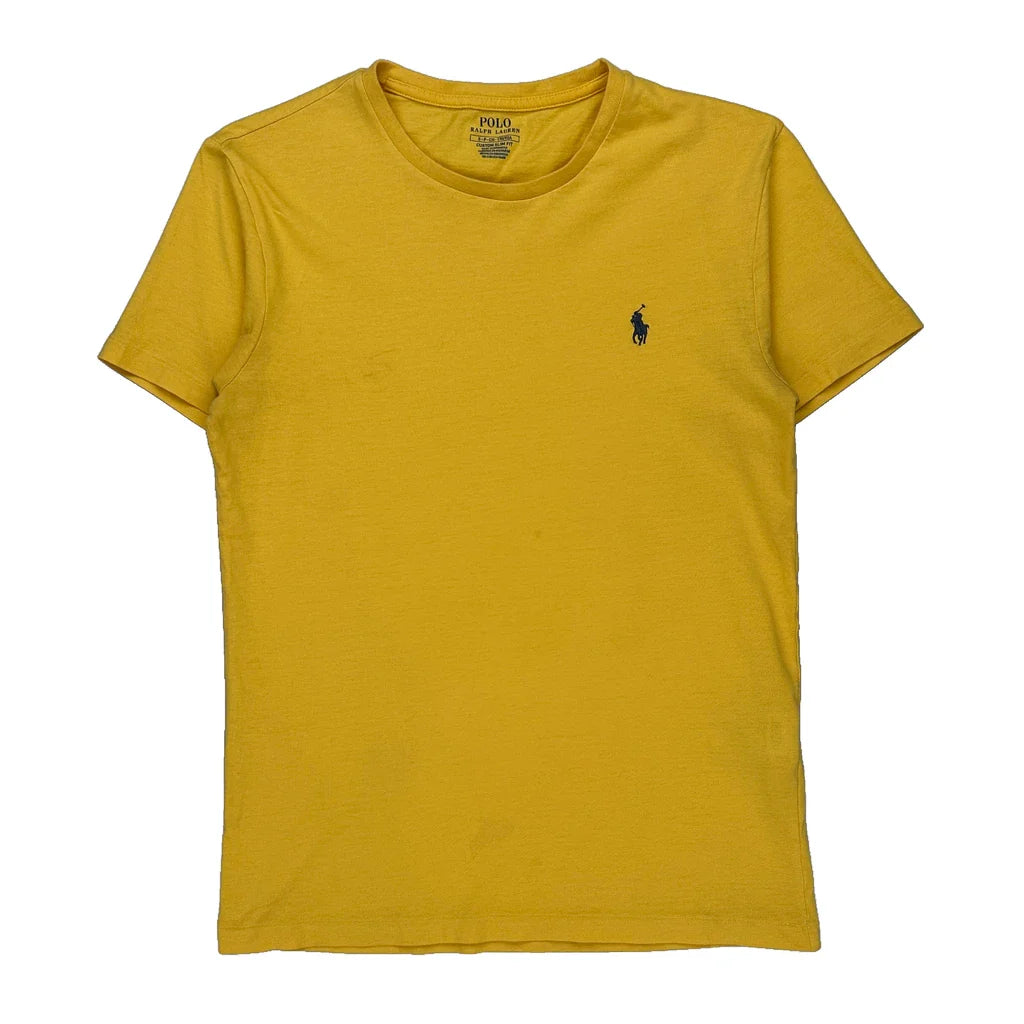 Buy Polo By Ralph Lauren Slim Fit T-Shirt - Small Yellow Cotton Refurbished - $26.79 Polo By Ralph Lauren Slim Fit T-Shirt - Small Yellow Cotton Refurbished - Thrifted (note: this is a term often used to describe second- refurbished available on Cerqular