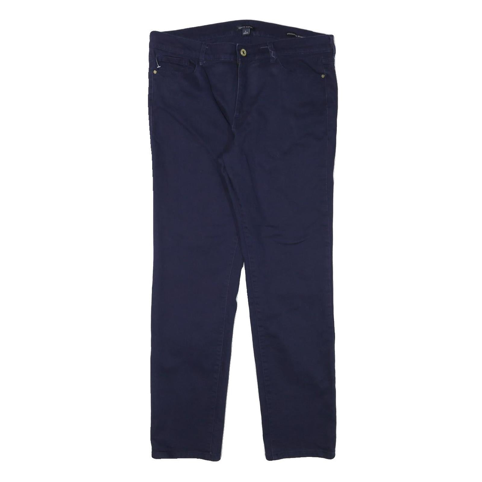 TOMMY HILFIGER Womens Cotton Blend Navy Slim Straight Trousers W33 L28 Casual Refurbished - N/A refurbished available on Cerqular