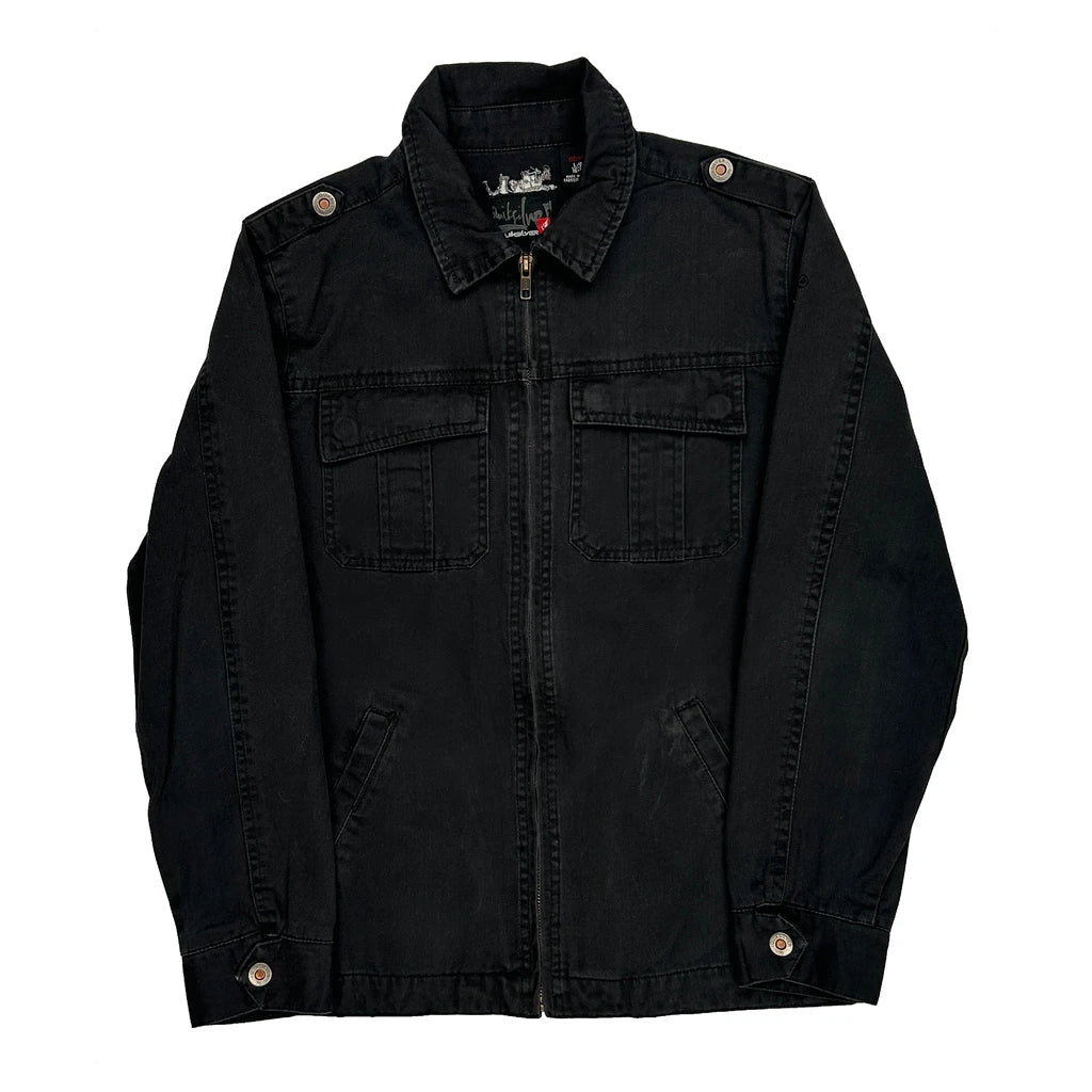 Age 16 Quiksilver Jacket - Large Black Cotton Refurbished - Thrifted (note: this is a term often used to describe second- refurbished available on Cerqular