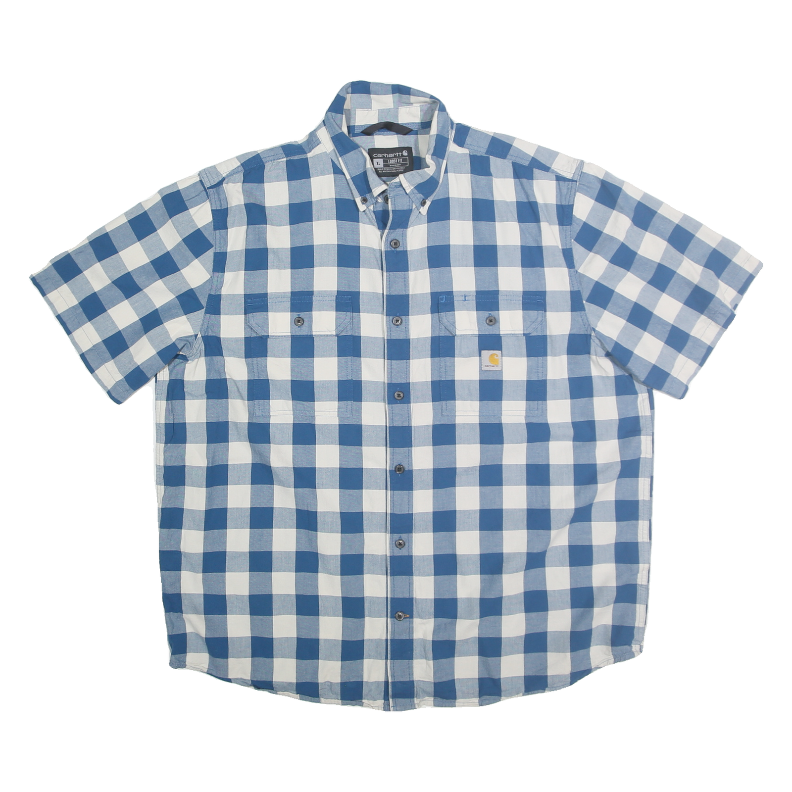 CARHARTT Mens Blue & White Check Shirt XL Loose Fit Casual Workwear Refurbished - N/A refurbished available on Cerqular