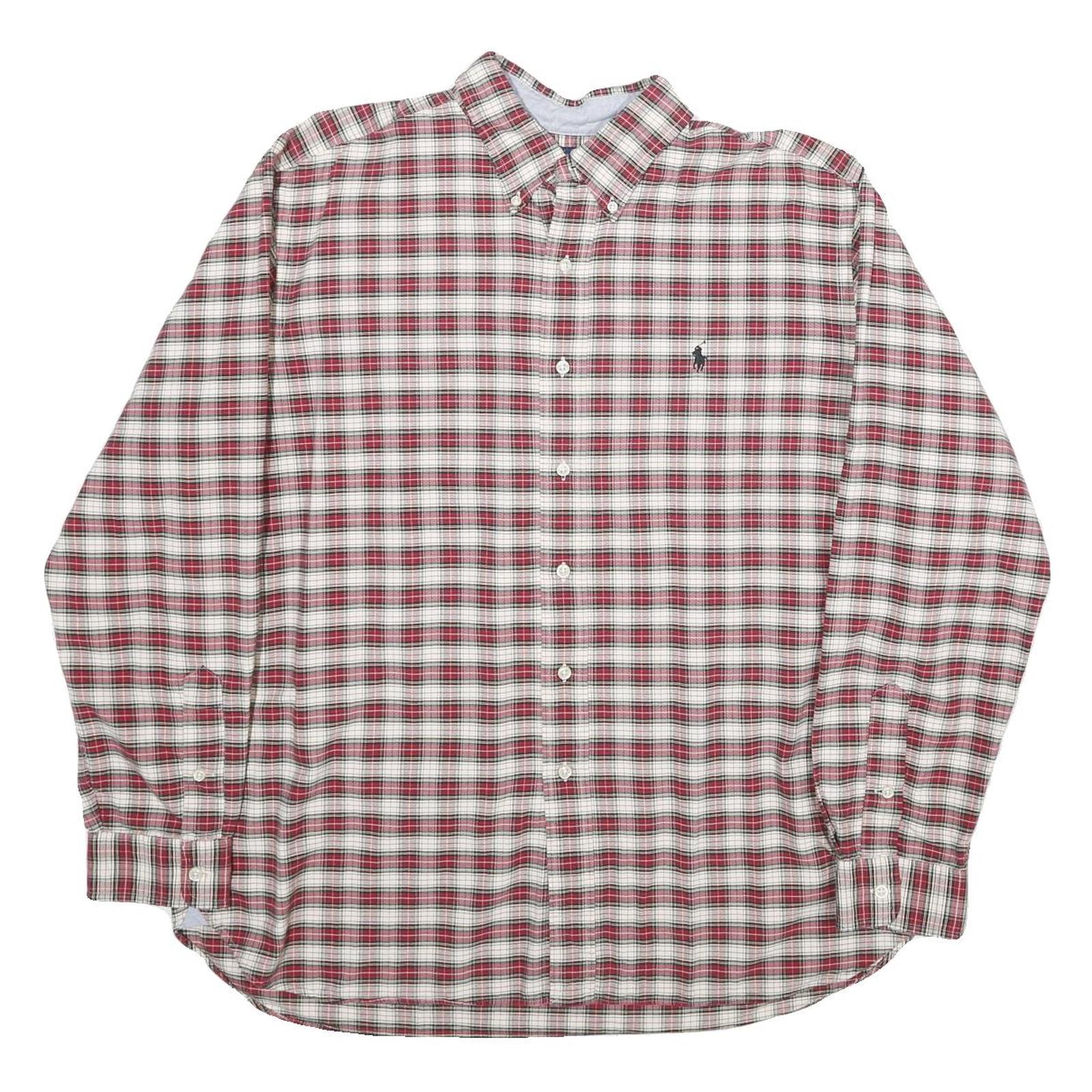 RALPH LAUREN Mens White & Red Check Shirt XL Classic Button-Down Collar Casual Refurbished - N/A refurbished available on Cerqular
