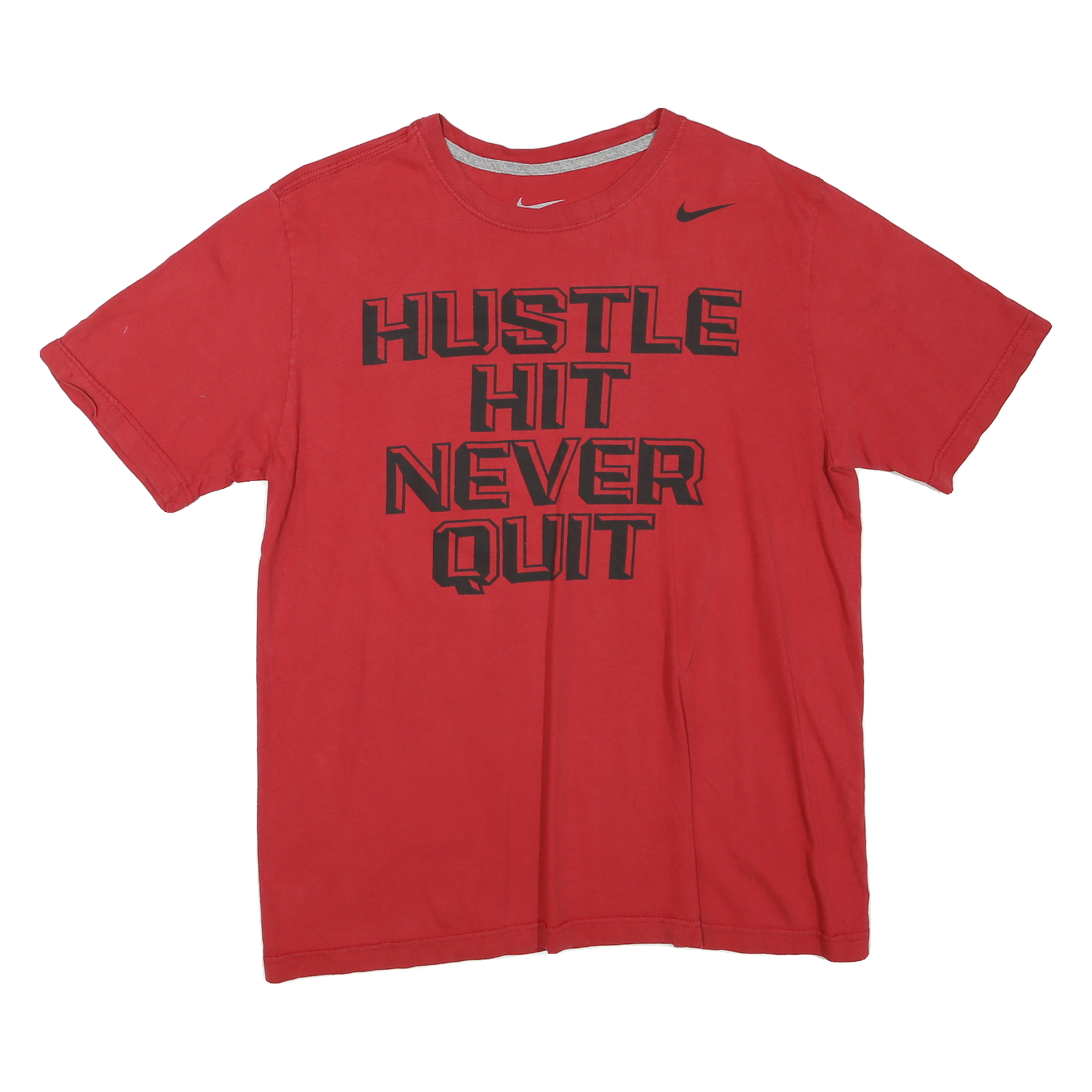 NIKE Mens Red Hustle Hit Never Quit Graphic T-Shirt M Short Sleeve Crew Neck Refurbished - N/A refurbished available on Cerqular