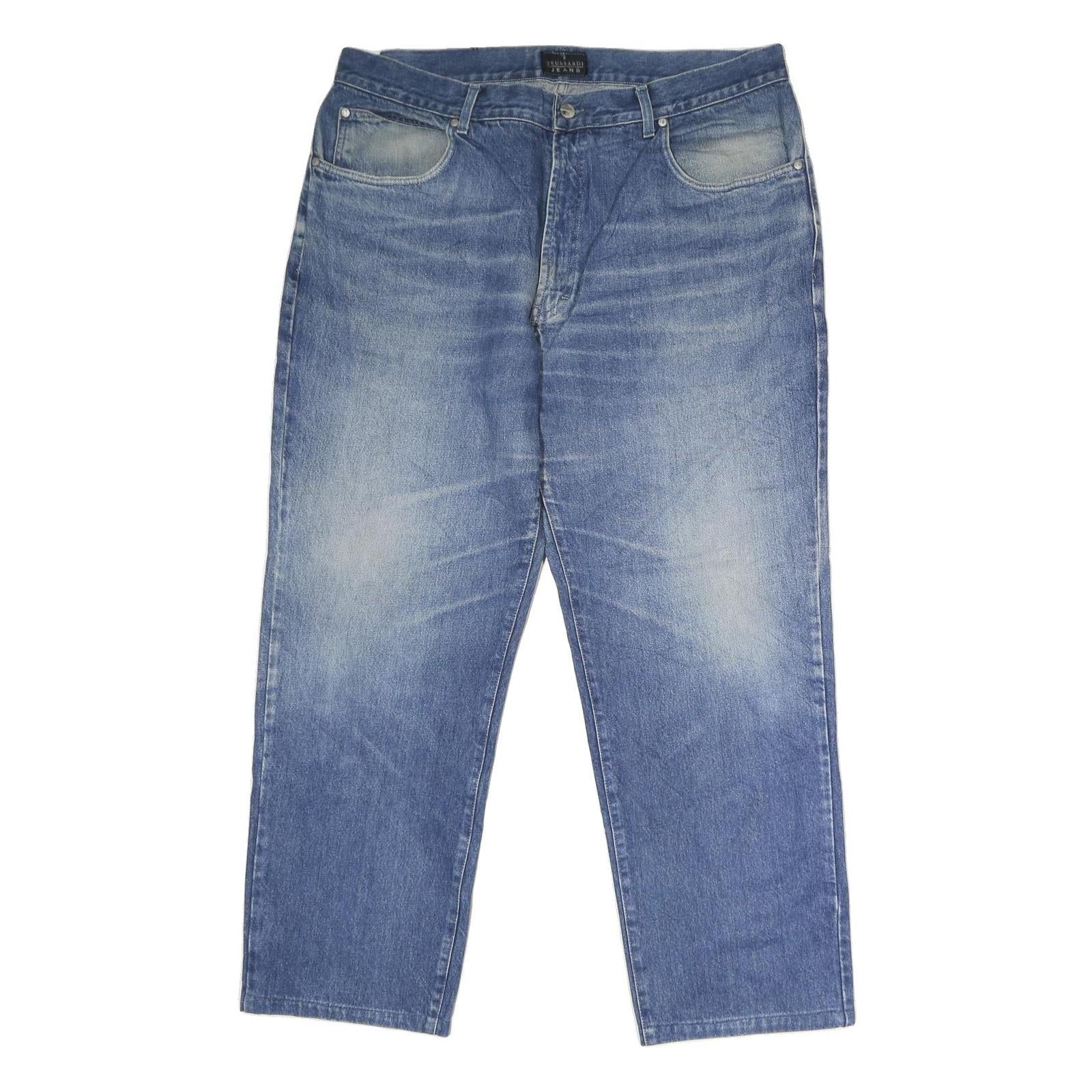 TRUSADDI JEANS Mens Regular Fit Blue Denim Jeans W36 L29 Classic Zip Refurbished - N/A refurbished available on Cerqular