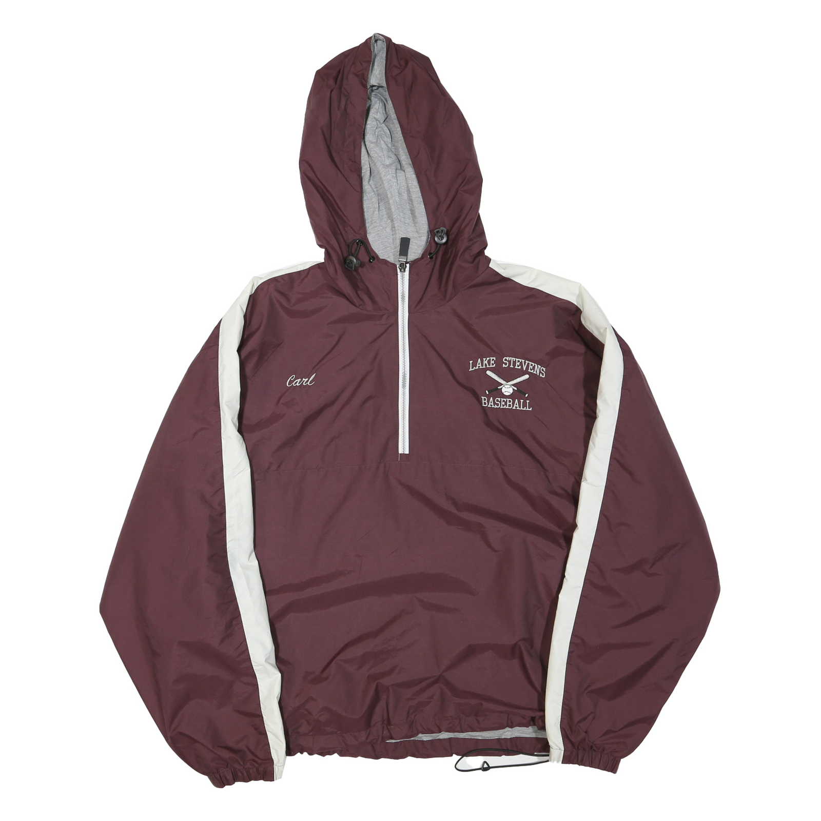 HOLLOWAY Mens Maroon & White Baseball Hoodie Jacket XL Polyester Blend Refurbished - N/A refurbished available on Cerqular
