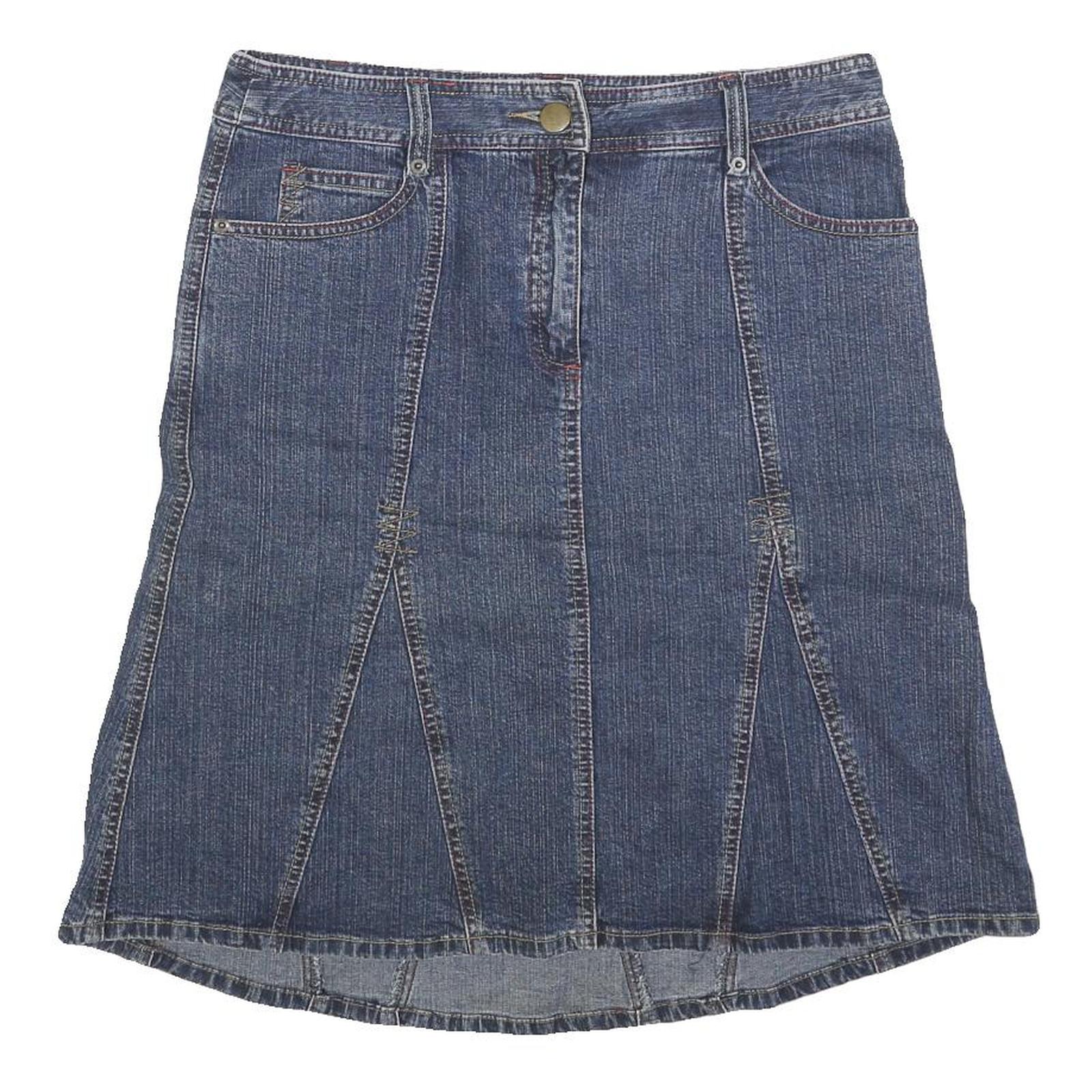 BNG & CO Womens Blue Denim Panelled Midi Cotton Blend Denim Skirt M Patch Refurbished - N/A refurbished available on Cerqular