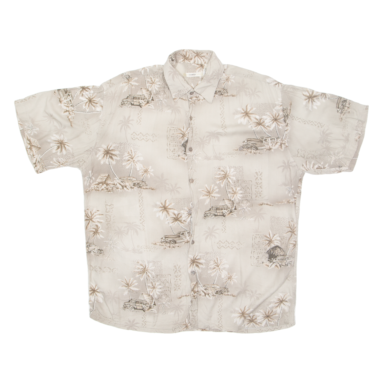 CAMPIA Mens Hawaiian Shirt Beige Crazy Pattern M Refurbished - N/A refurbished available on Cerqular