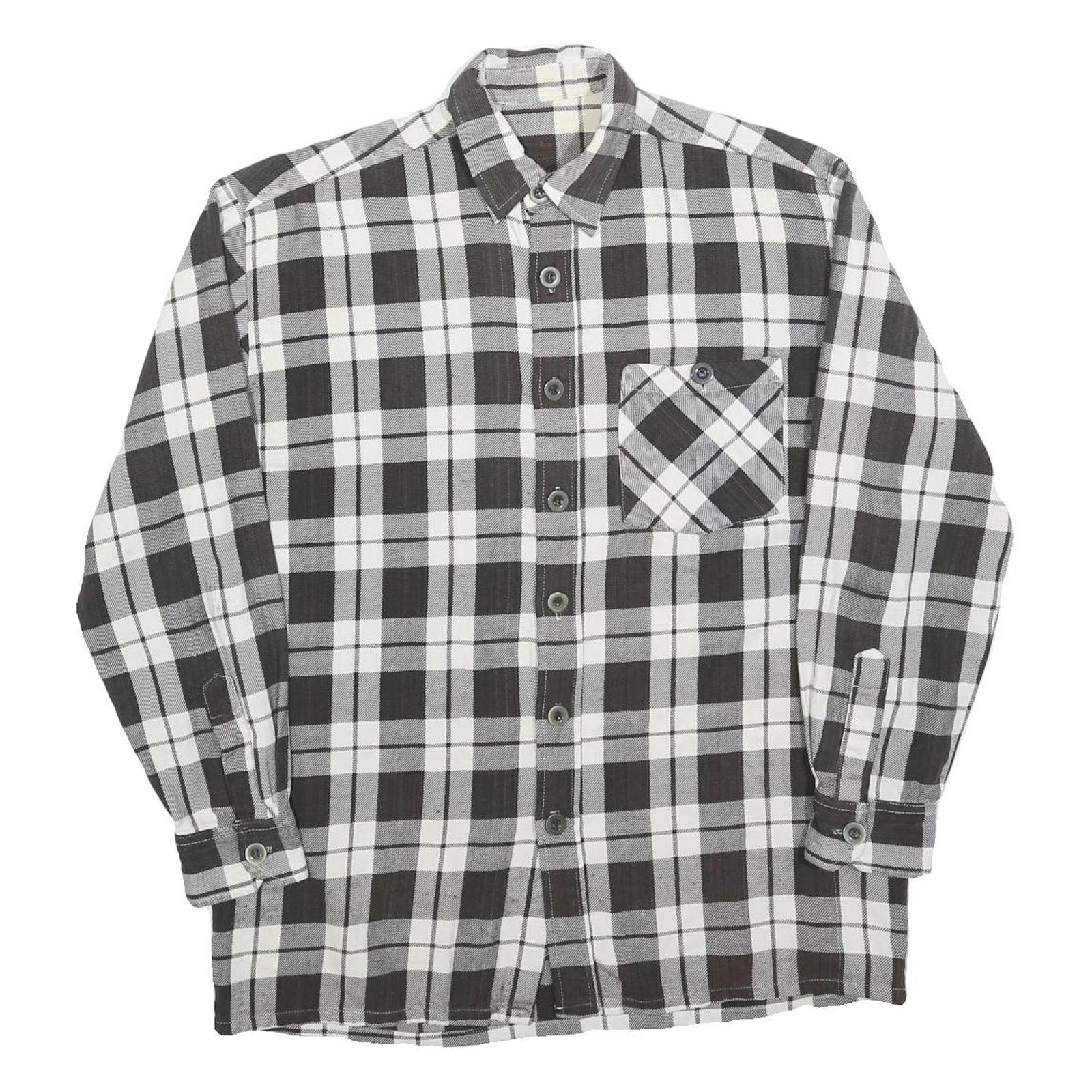Mens Black & White Checked Shirt L Cotton Blend Comfortable Long Sleeve Casual Refurbished - N/A refurbished available on Cerqular