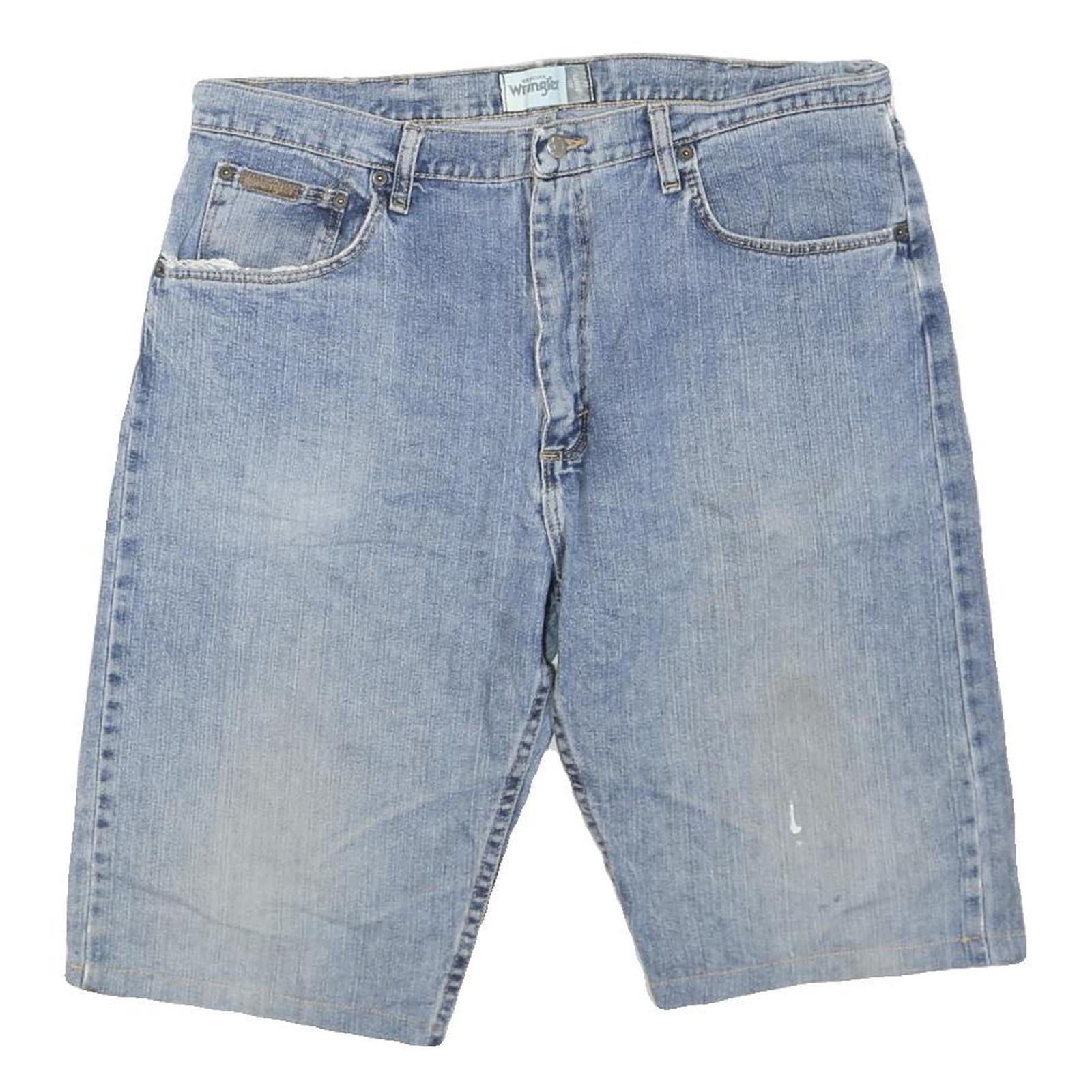 WRANGLER Mens Denim Blue Casual Shorts L W38 Cotton Blend Zip Closure Refurbished - N/A refurbished available on Cerqular