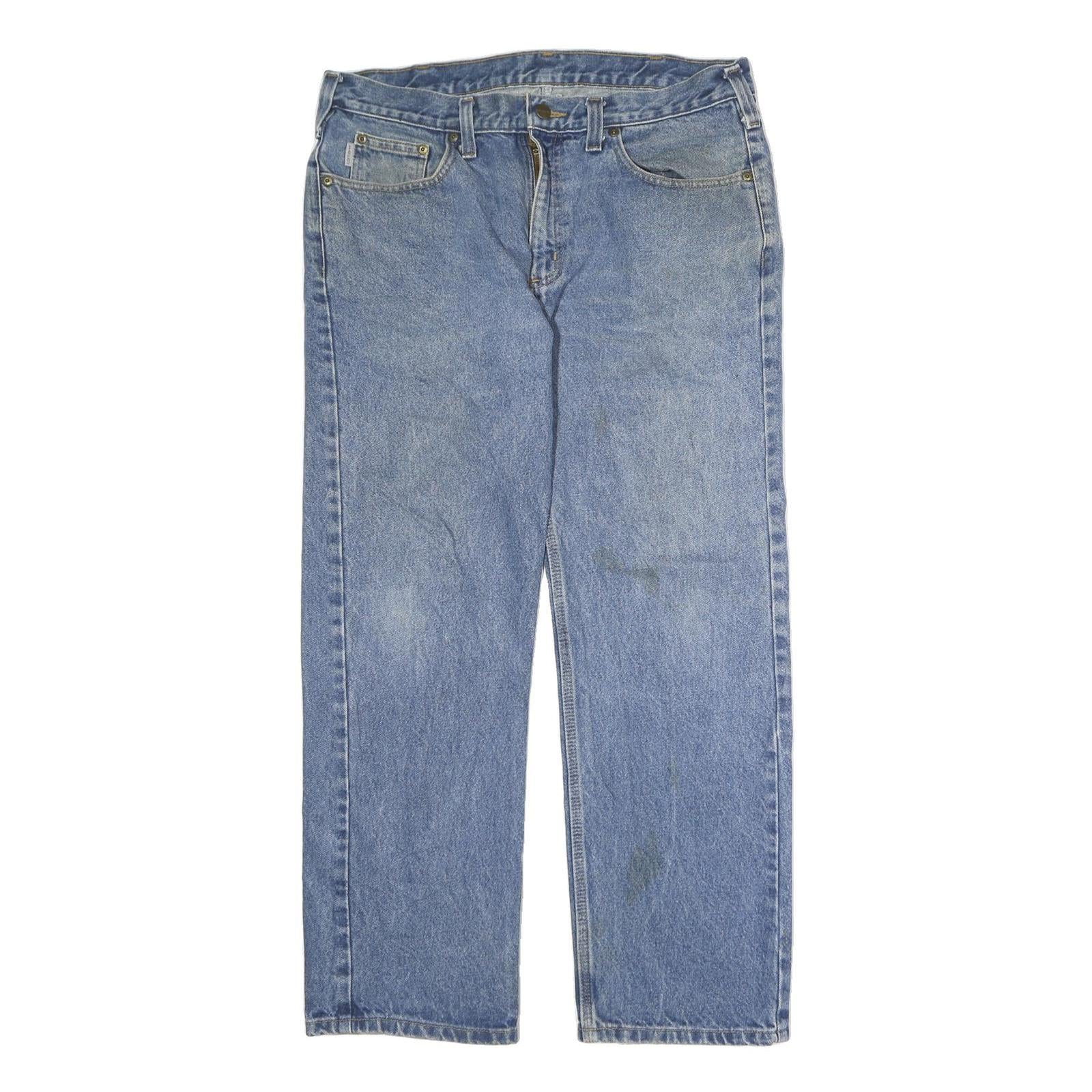 CARHARTT Mens Relaxed Blue Denim W38 L30 Cotton Zip Jeans Workwear Refurbished - N/A refurbished available on Cerqular
