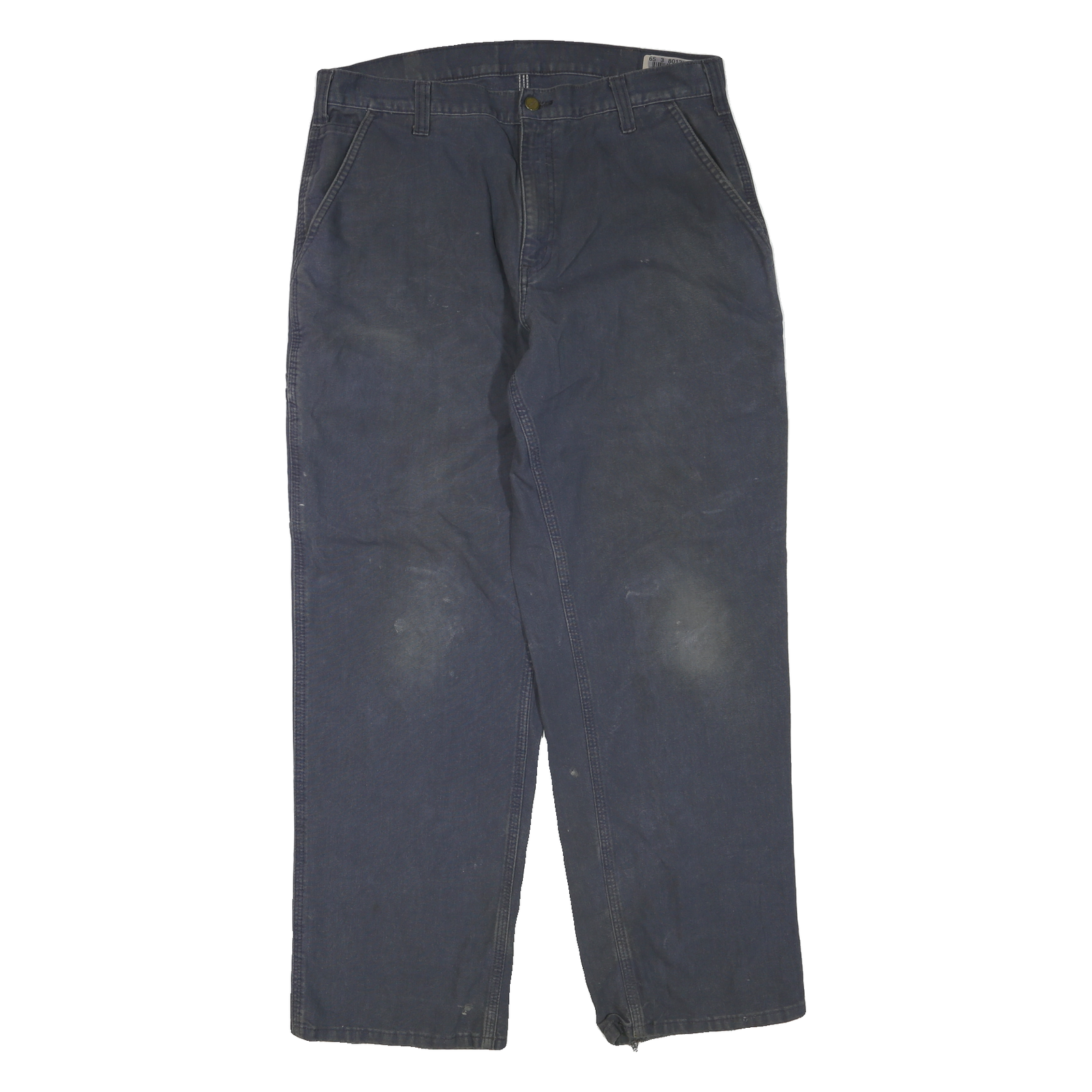 CARHARTT Mens Regular Fit Navy Blue Cotton Blend Work Trousers W36 L32 Durable Refurbished - N/A refurbished available on Cerqular