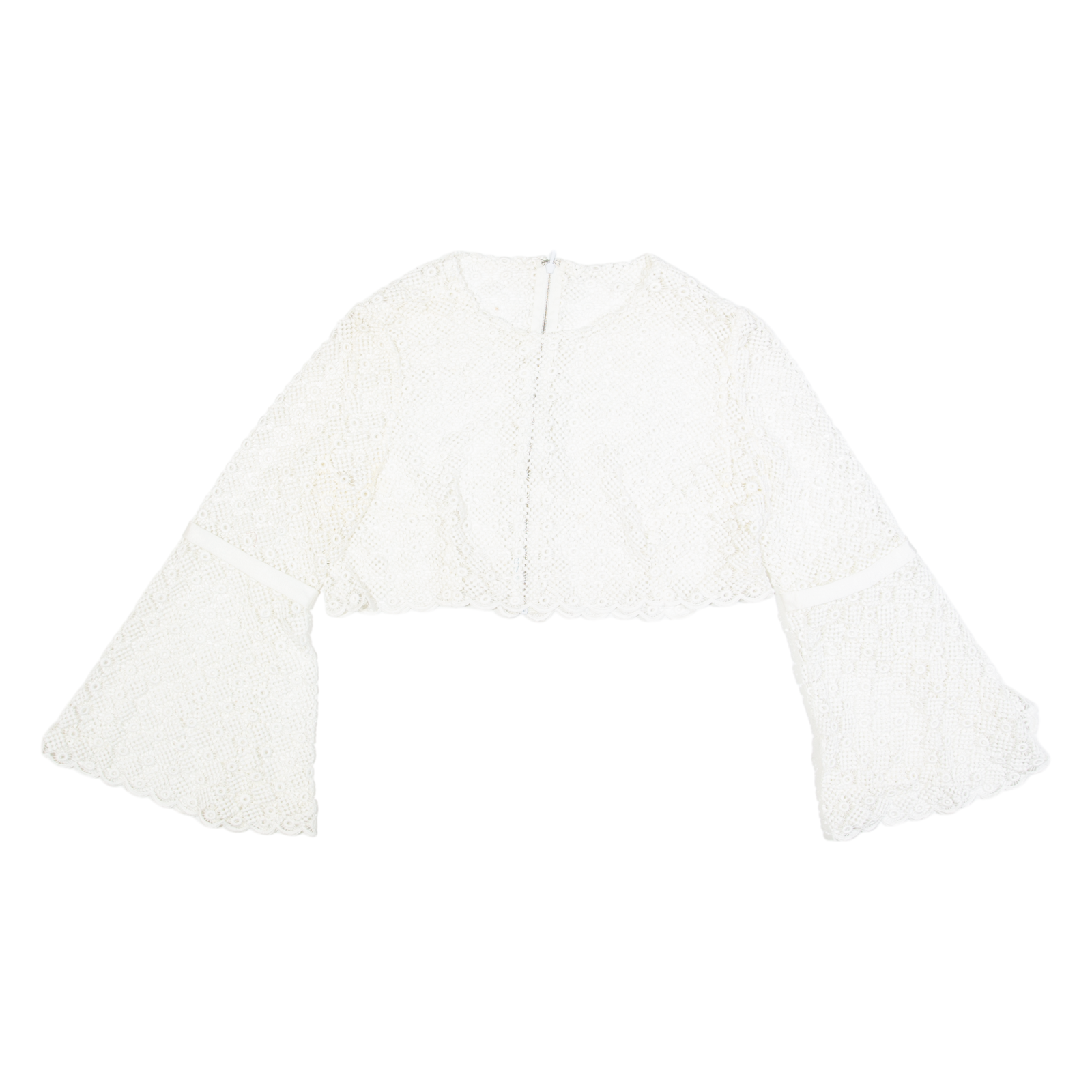 Sheer Floaty Womens Cropped Top White Long Sleeve S Refurbished - N/A refurbished available on Cerqular