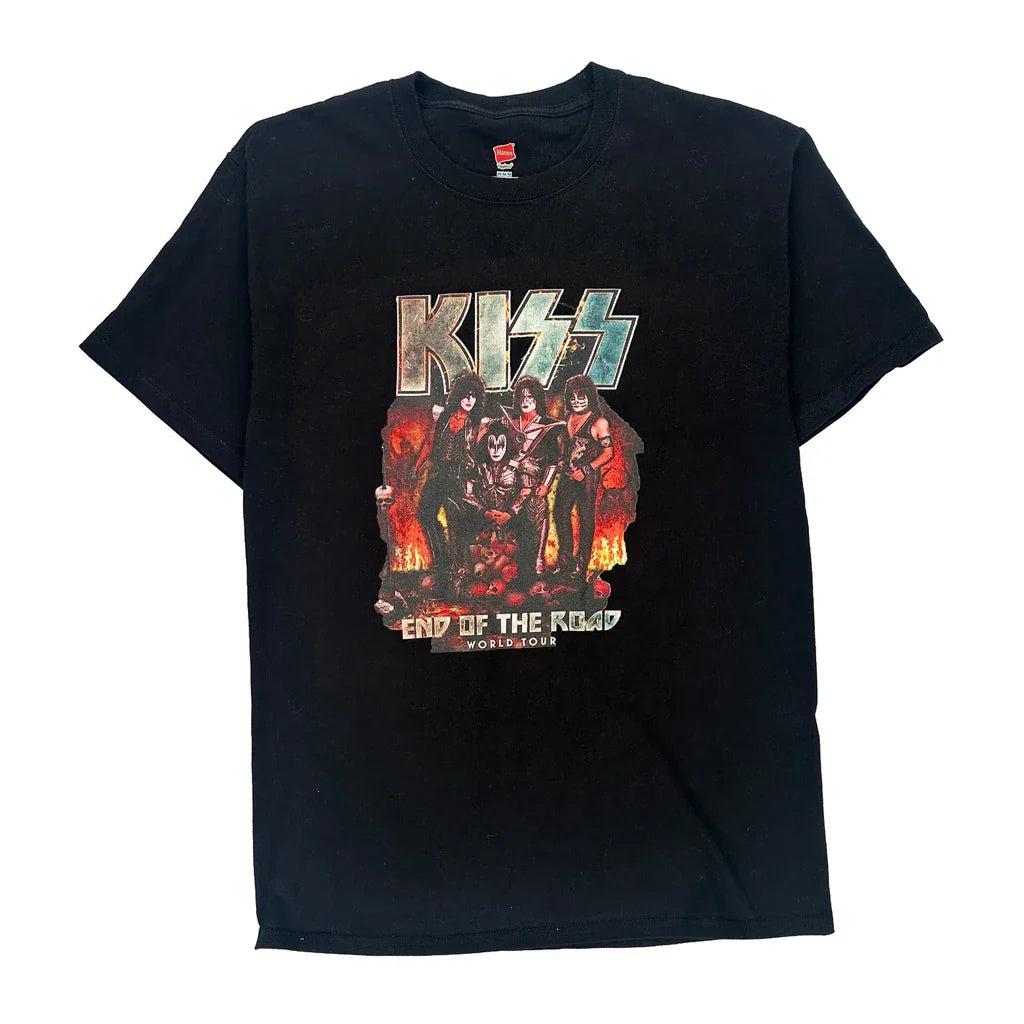 Kiss Hanes Band T-Shirt - Medium Black Cotton Refurbished - Thrifted (note: this is a term often used to describe second- refurbished available on Cerqular
