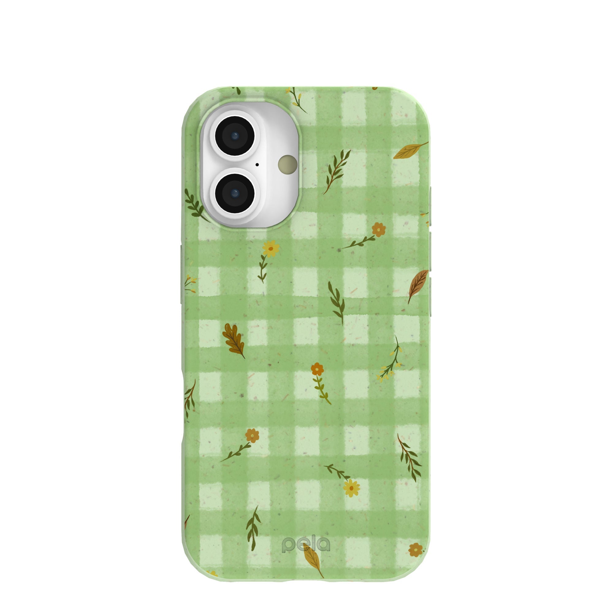 Sage Green Fall Gingham iPhone 16 Case Refurbished - Pela Case refurbished available on Cerqular