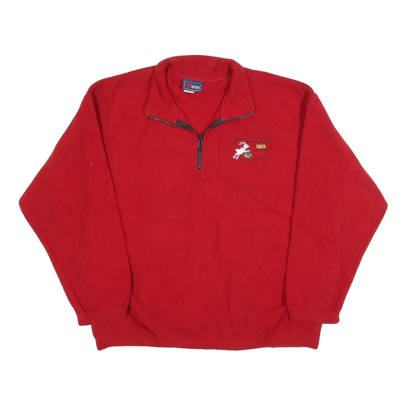 CH SPORT Mens Red Plain Pullover Jumper 1/4 Zip Polyester Blend L Refurbished - N/A refurbished available on Cerqular