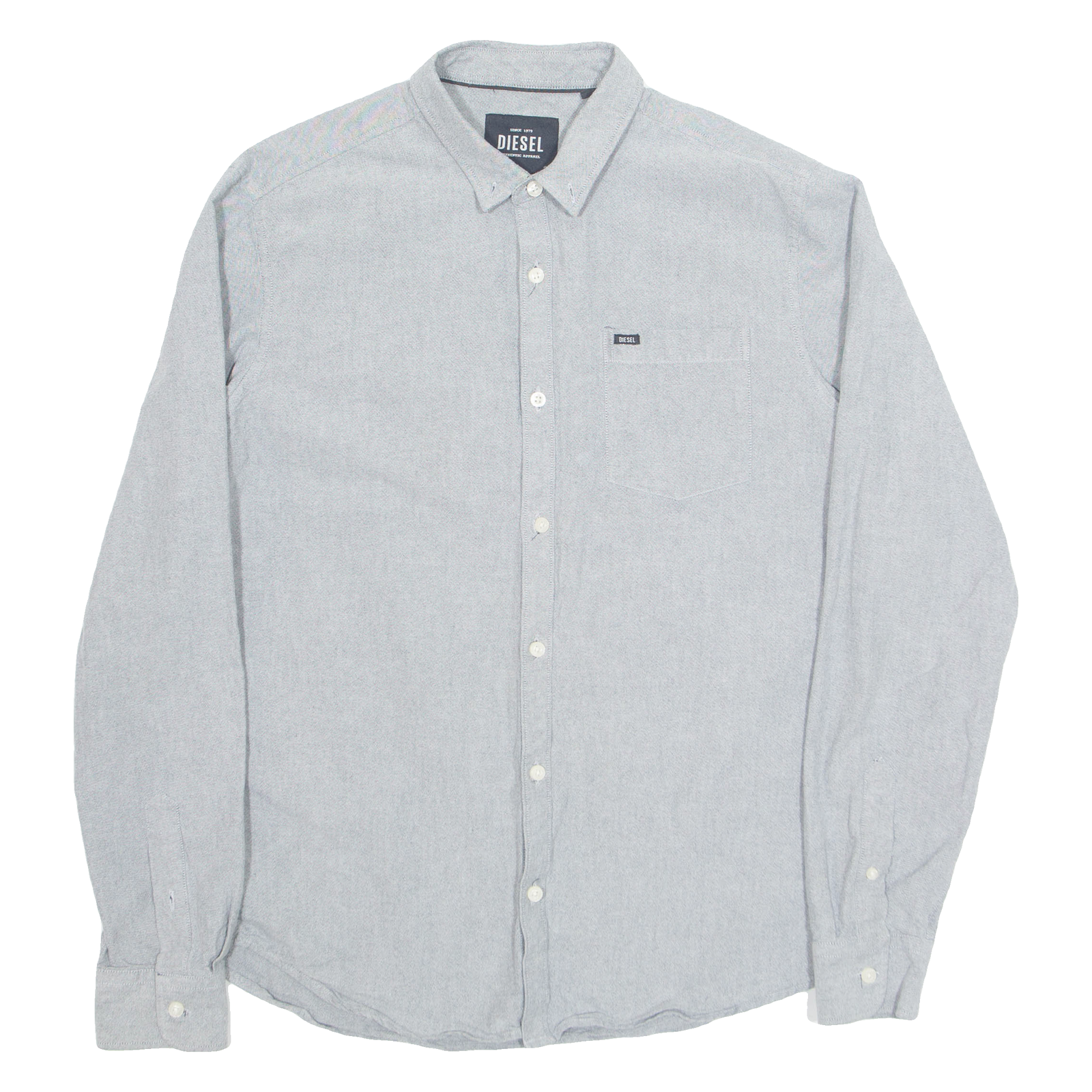 DIESEL Denim Look Mens Plain Shirt Grey Long Sleeve L Refurbished - N/A refurbished available on Cerqular