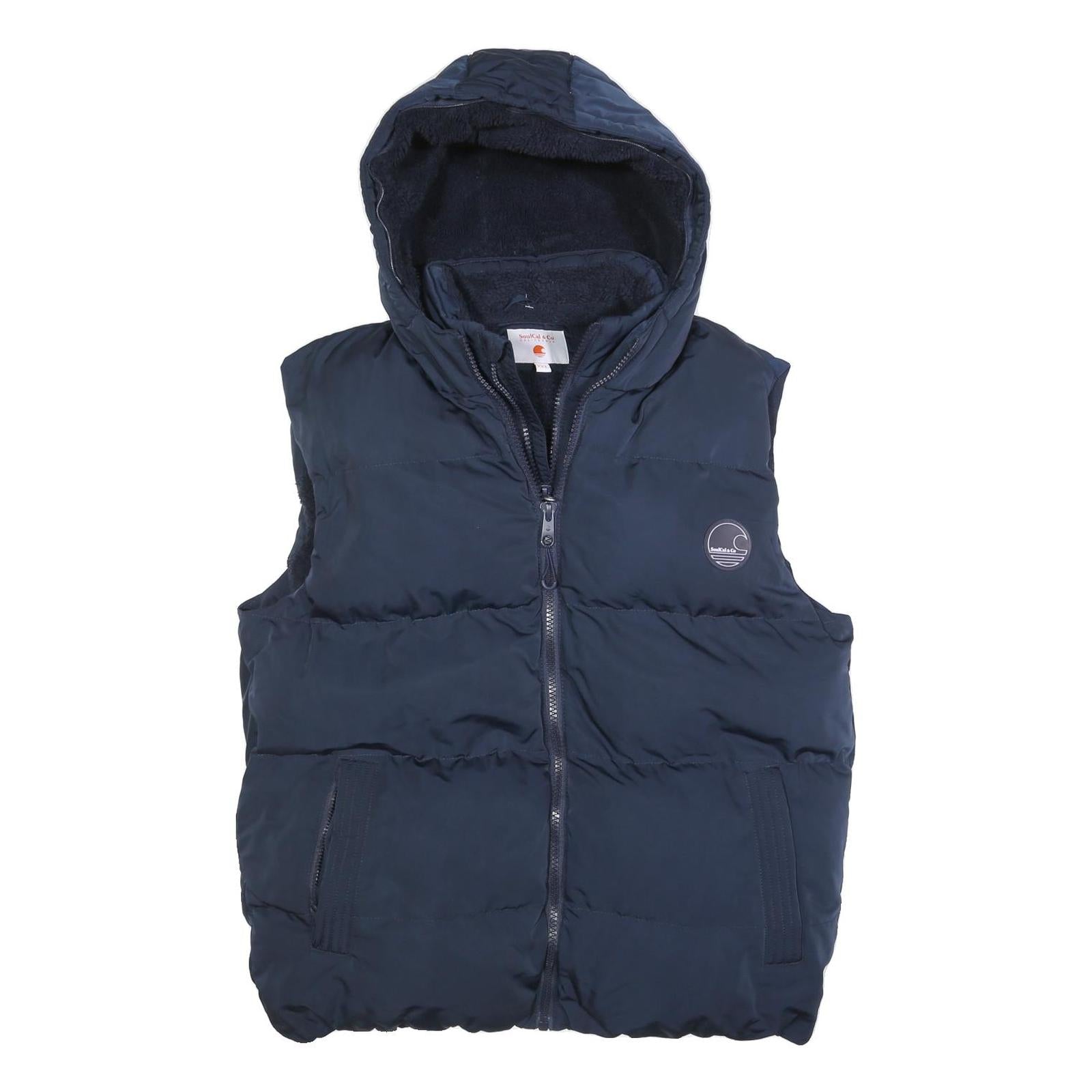 SOUL CAL & CO Womens Navy Blue Hooded Puffer Jacket 2XL Polyester Blend Zip Refurbished - N/A refurbished available on Cerqular