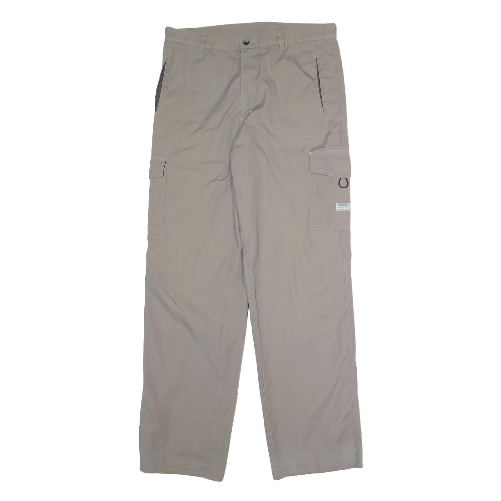 YUNHAI Mens Cotton Blend Beige Relaxed Cargo Trousers W32 L31 Casual Utility Zip Refurbished - N/A refurbished available on Cerqular