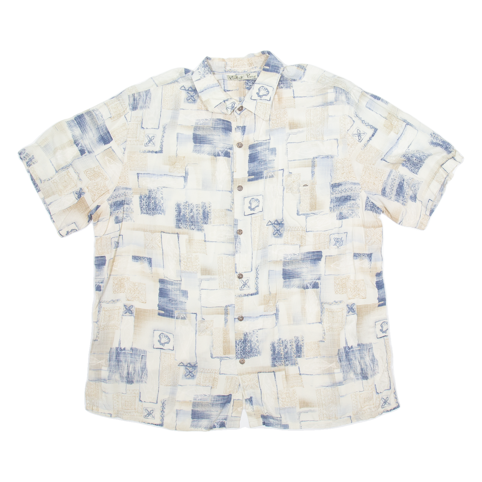 BATIK BAY Mens Shirt Cream Crazy Pattern XL Refurbished - N/A refurbished available on Cerqular