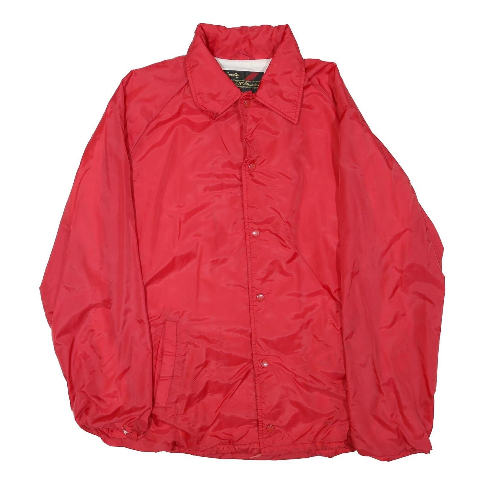 Mens Red Plain Jacket M Polyester Blend Button Closure Classic Fit Casual Refurbished - N/A refurbished available on Cerqular