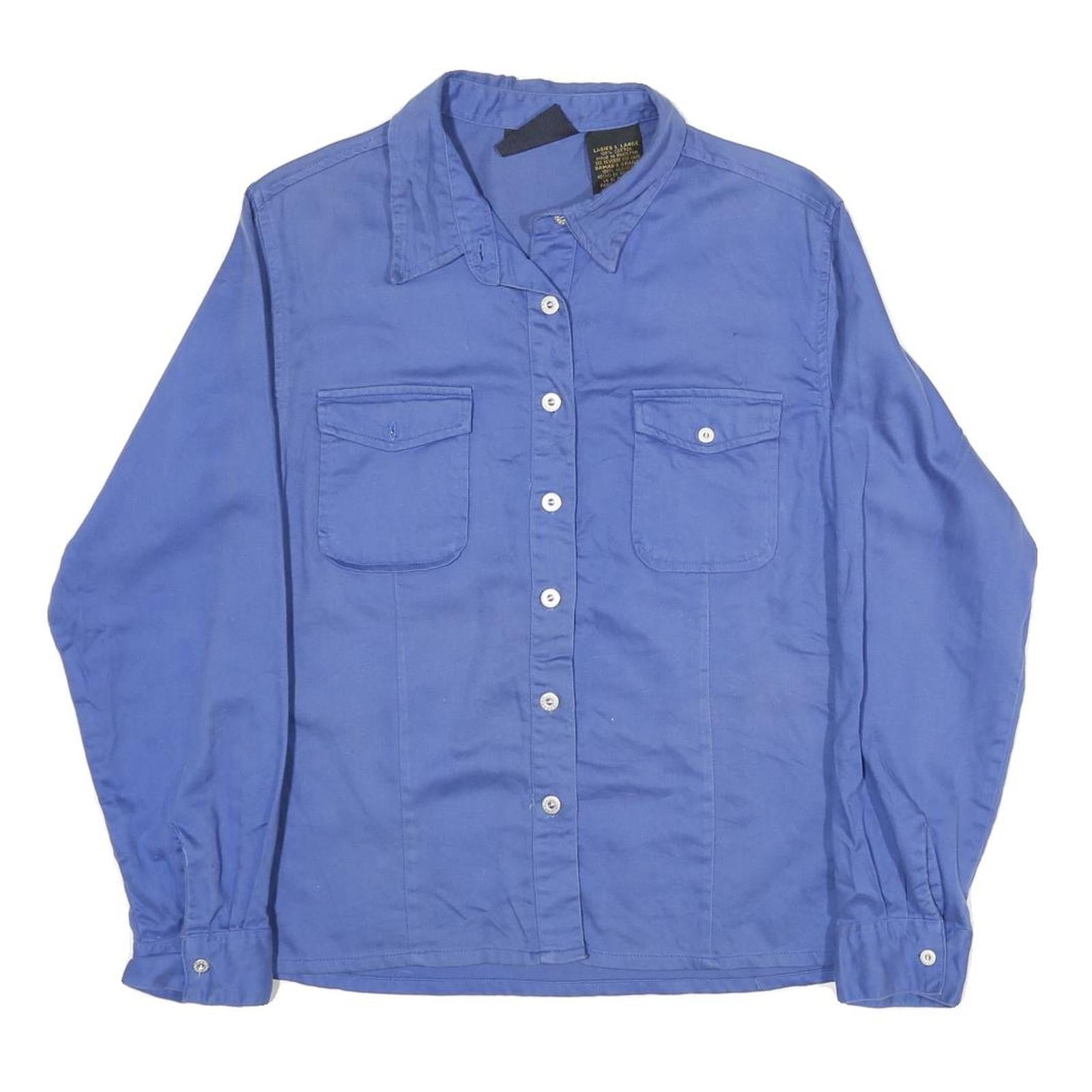 FADED GLORY Womens Blue Long Sleeve Shirt Button Neck L Cotton Blend Casual Refurbished - N/A refurbished available on Cerqular