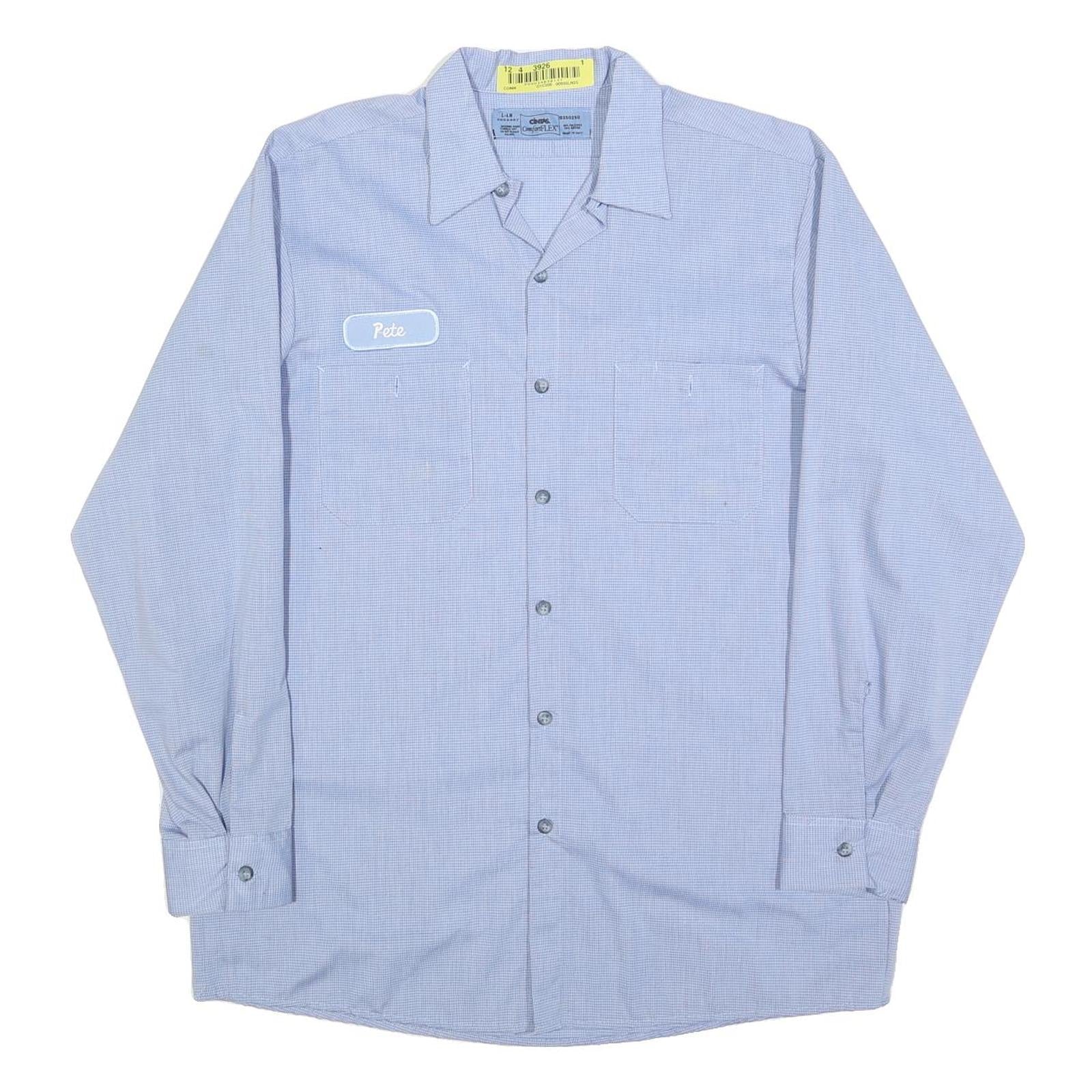 CINTAS Mens Blue Cotton Blend Work Shirt L Button Front Pocket Long Sleeve Refurbished - N/A refurbished available on Cerqular